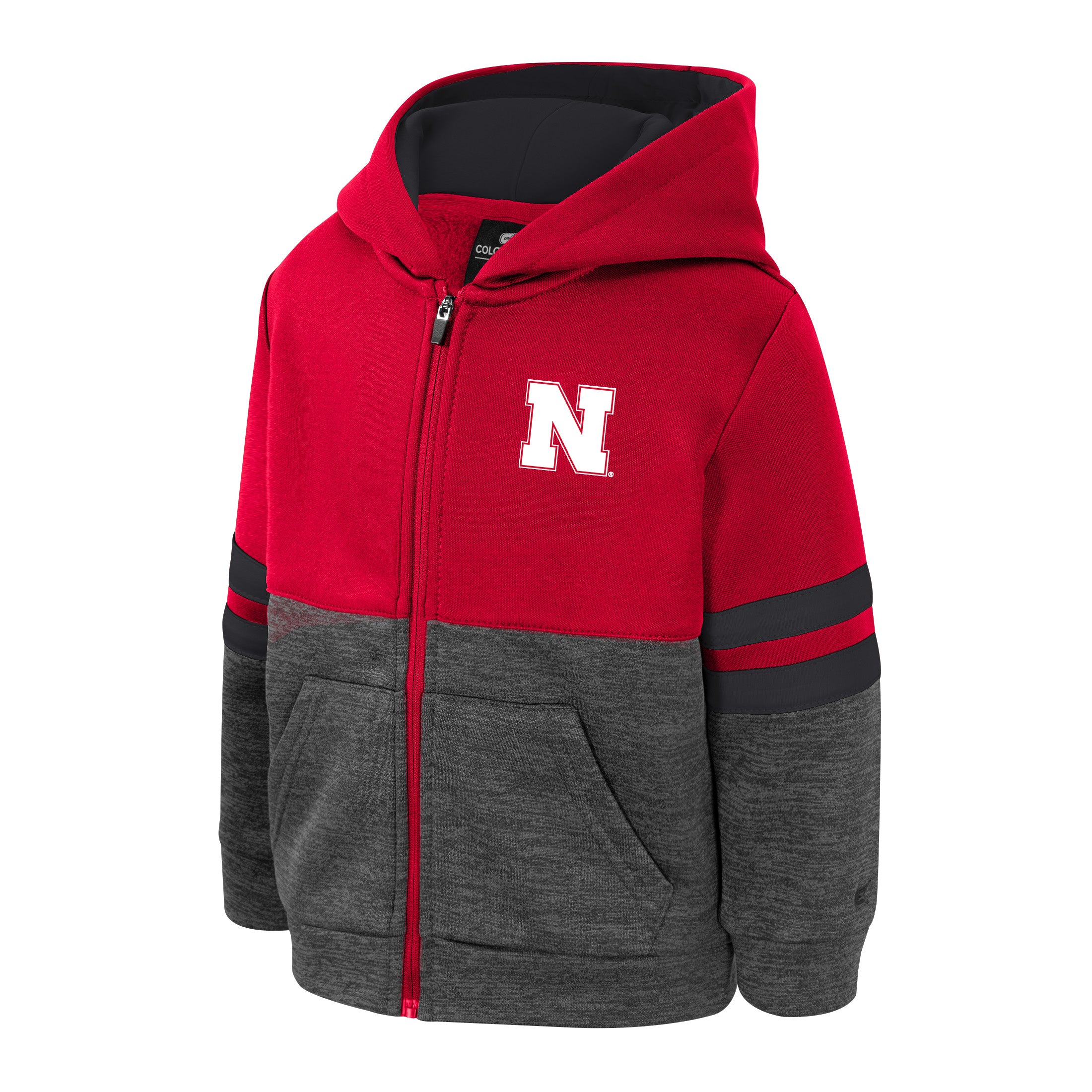 Toddler Bandit Full Zip Hoodie in Charcoal - Nebraska Cornhuskers