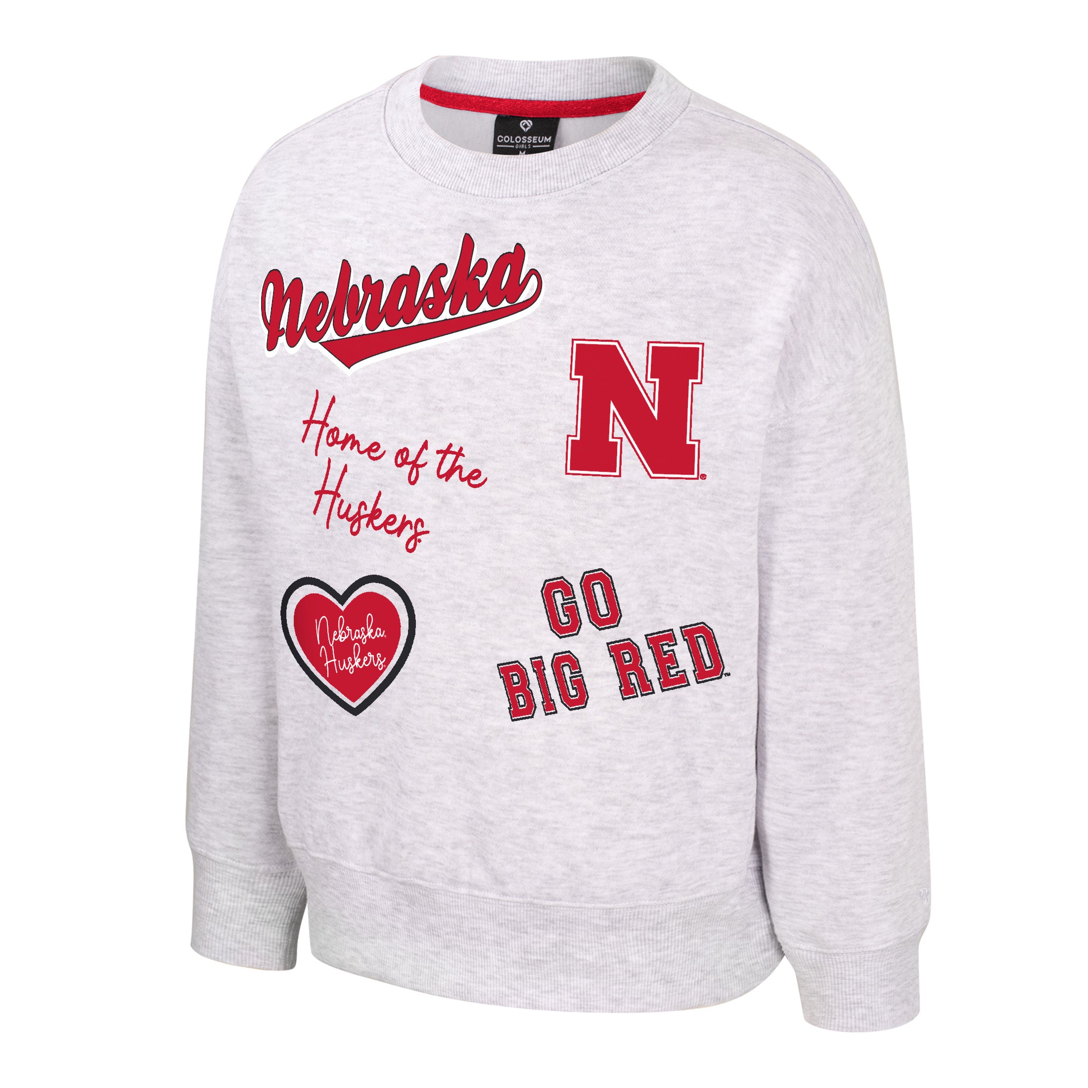 Toddler Coco Crew in Light Heather Gray - Nebraska Cornhuskers