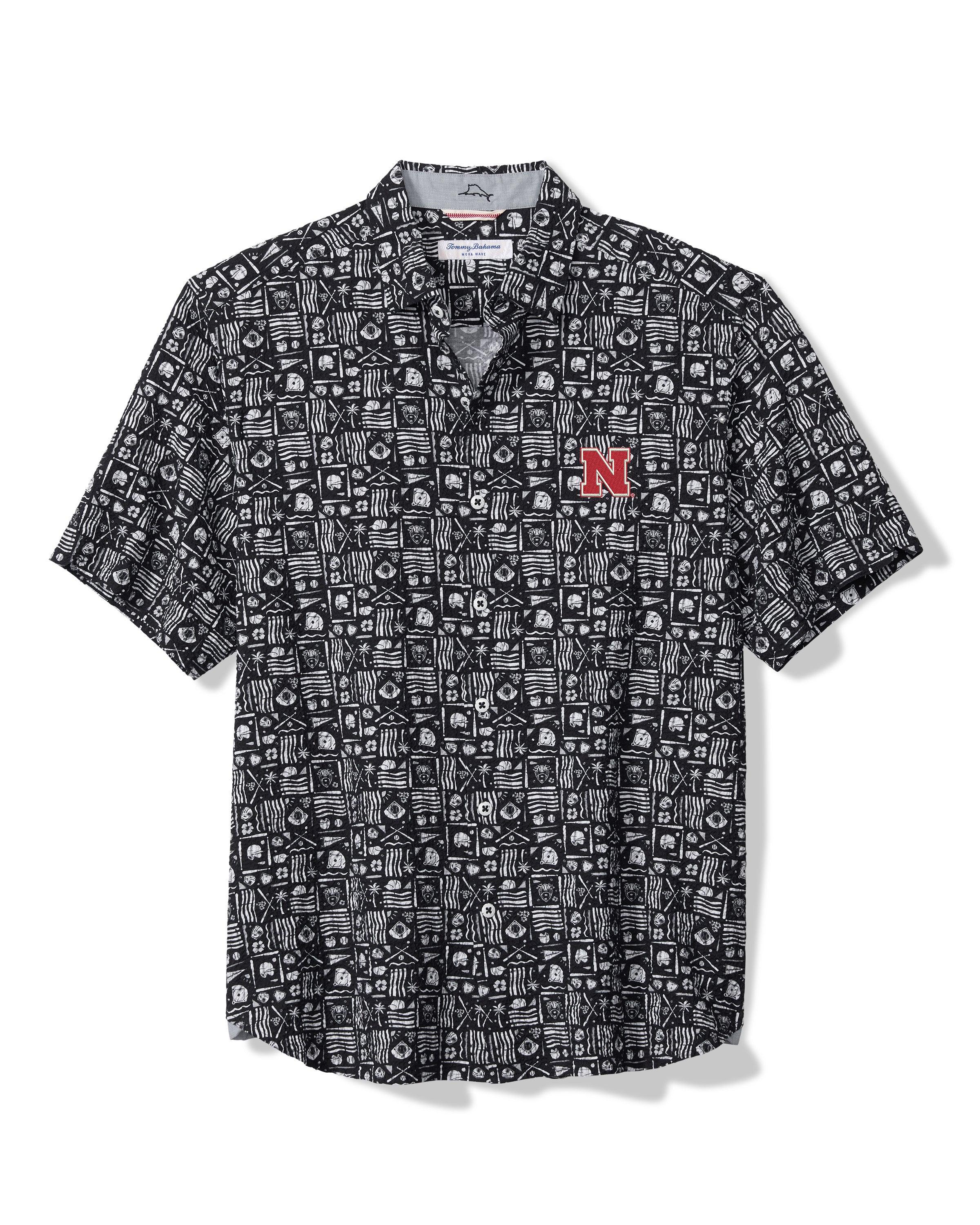 Tommy Bahama Nebraska Huskers Nova Wave Ballpark Batik in Coal