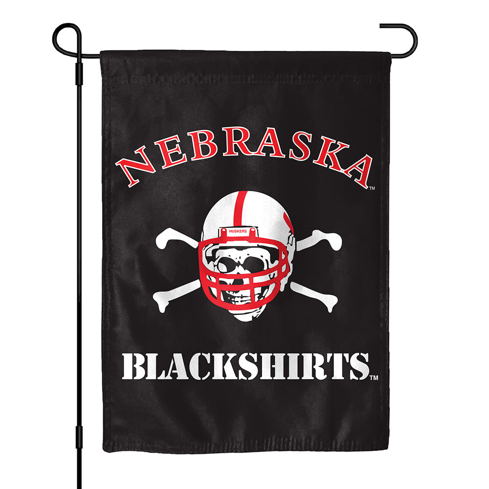 Traditional Blackshirts - Garden Flags Double Sided Silk Screened 13in x 18in Nebraska Cornhuskers