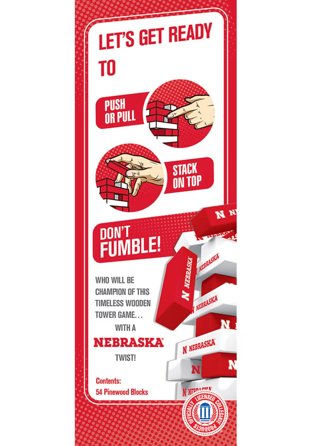 Tumble Tower Game - Nebraska Cornhuskers
