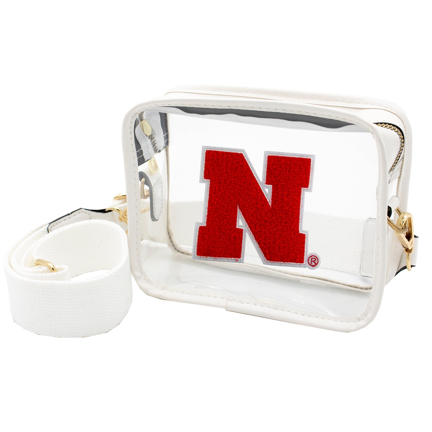Varsity Patch Camera Crossbody Clear Purse - Nebraska Cornhuskers
