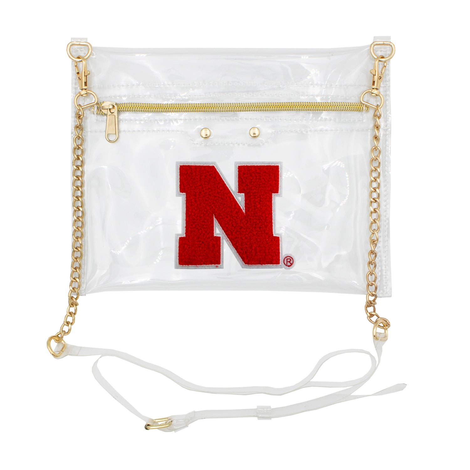 Varsity Patch Flat Crossbody Clear Purse - Nebraska Cornhuskers