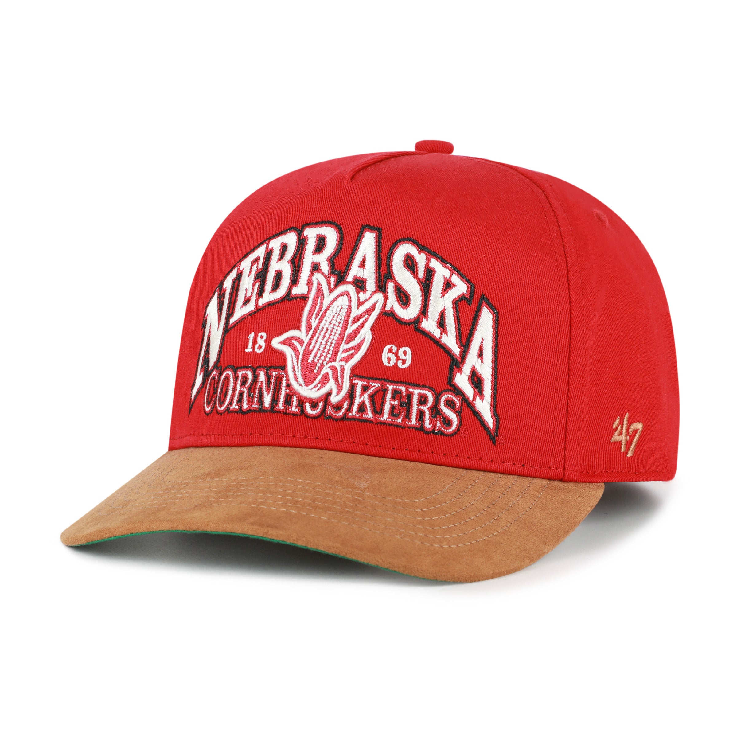 Vintage Red Break Wood Suede '47 Hitch Hat, Curved Bill, Snapback - Nebraska Cornhuskers