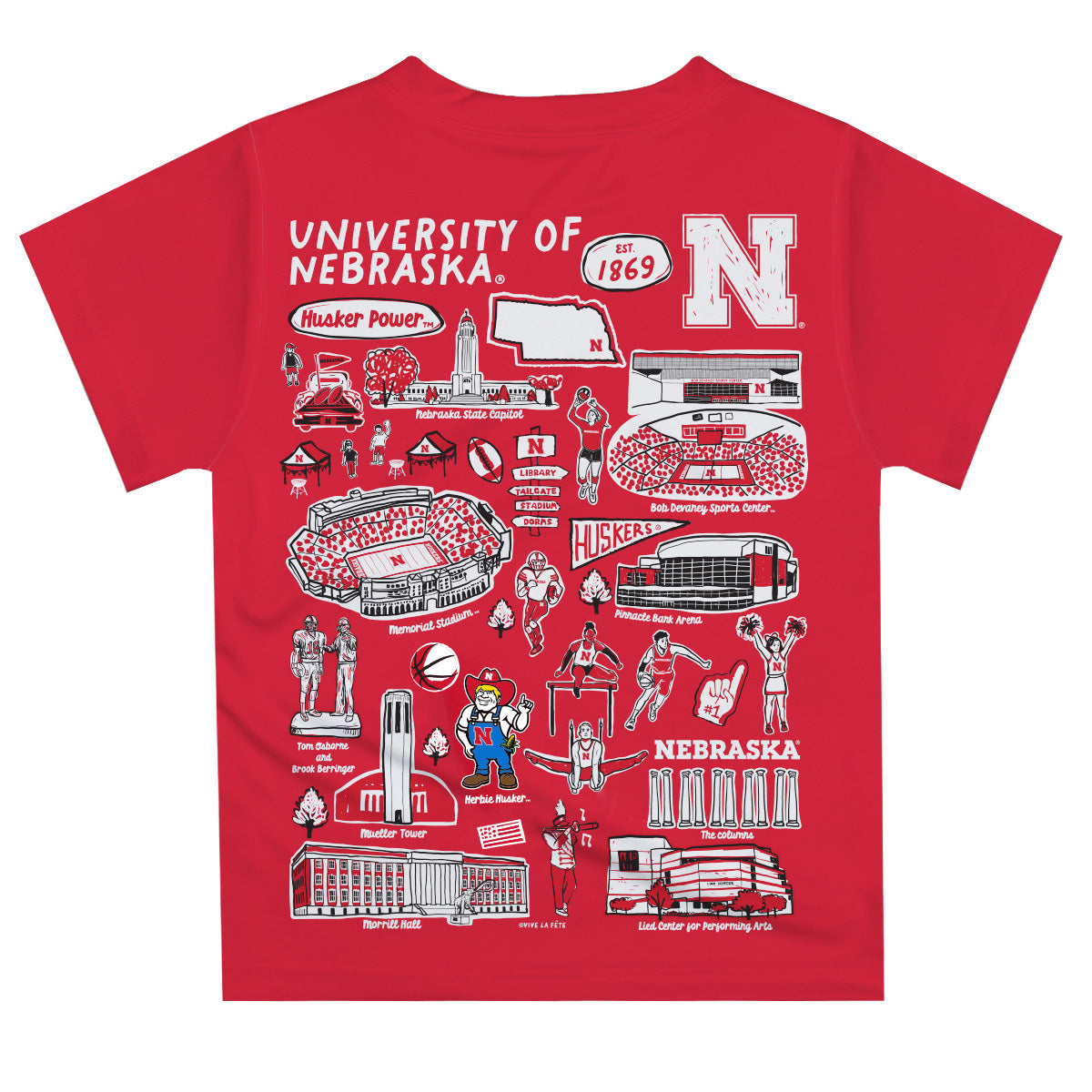 Vive la Fete Toddler Huskers Red Impressions Tee - Nebraska Cornhuskers