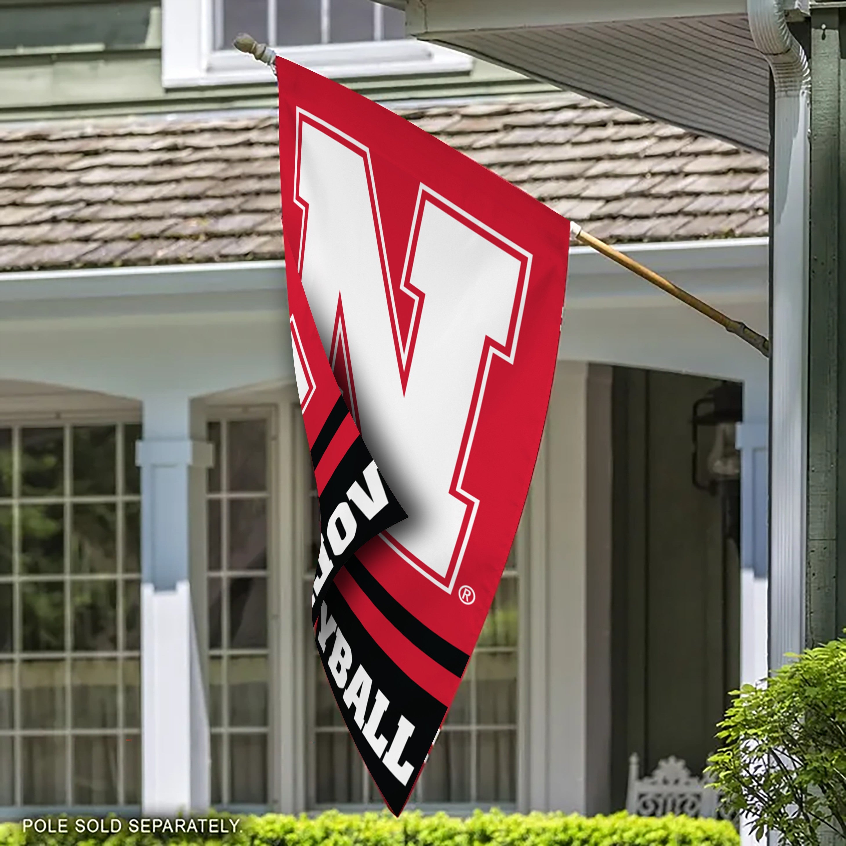 Volleyball - Vertical Flag Single Sided Silk Screened 28in x 40in Nebraska Cornhuskers