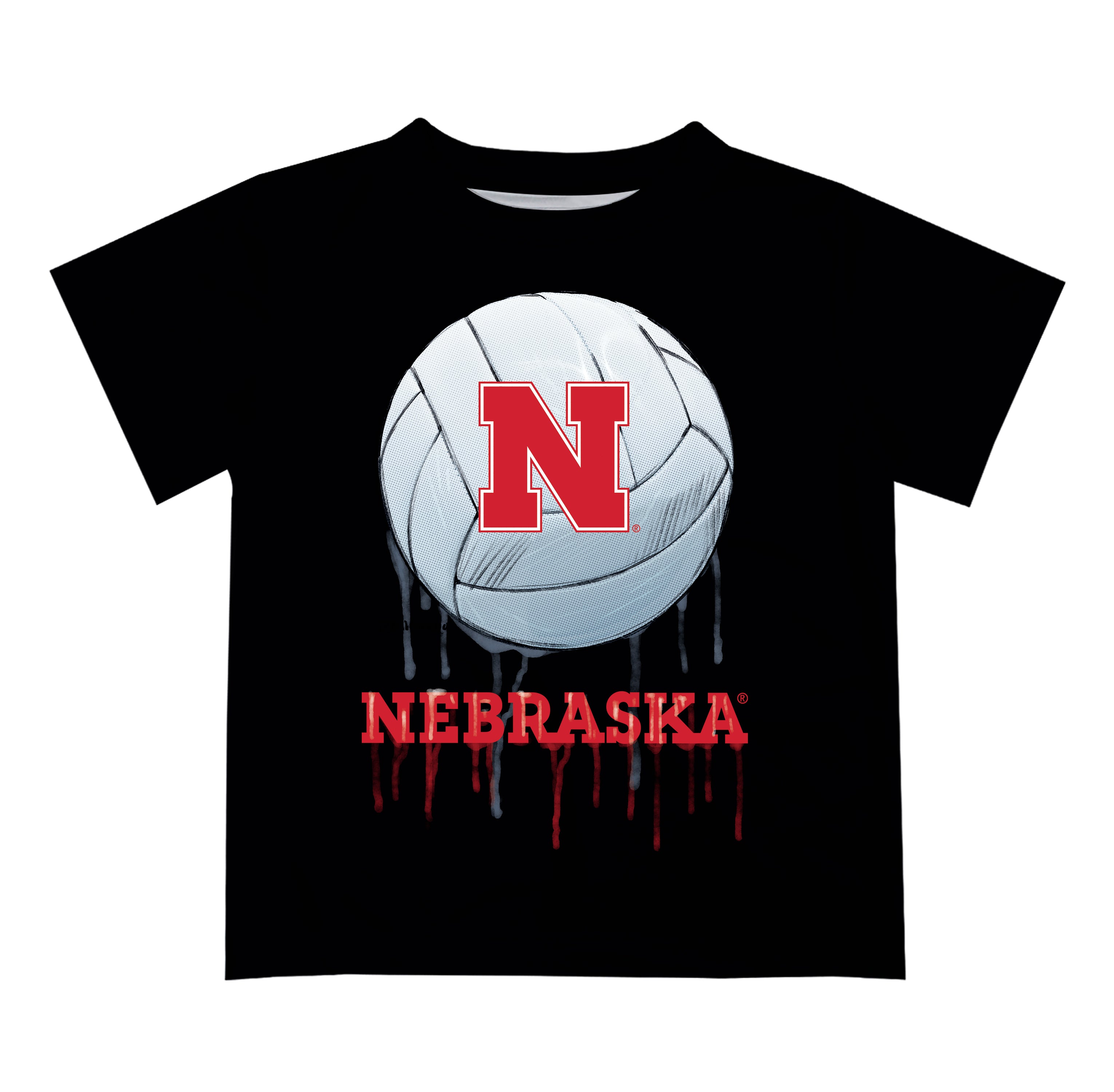 Volleyball Youth Drip Design T-Shirt - Nebraska Cornhuskers