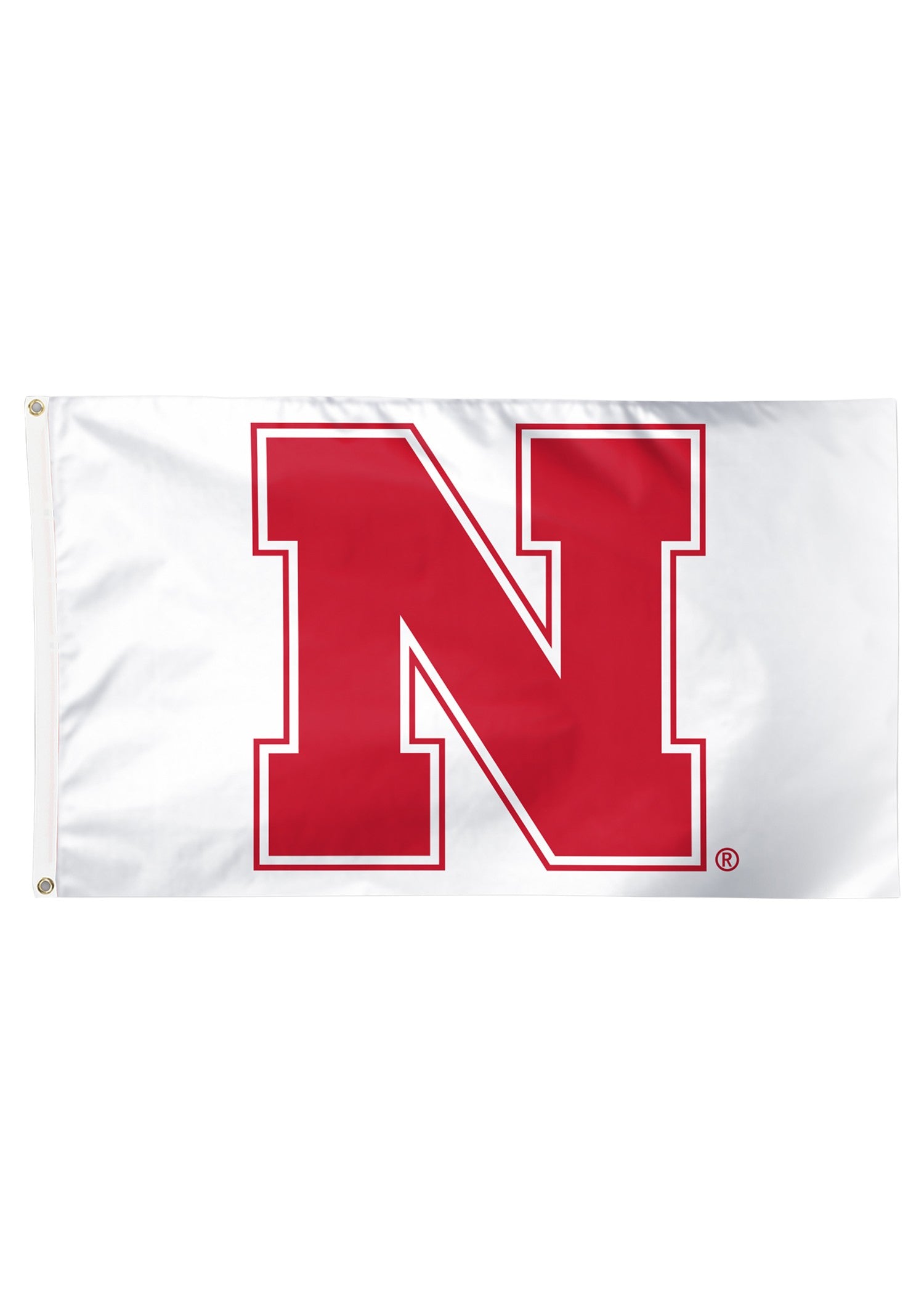 White Block N - Deluxe Flag Single Sided Silk Screened 3ft x 5ft Nebraska Cornhuskers