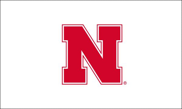 White Block N - Flag Single Sided Applique 3ft x 5ft Grommets Nebraska Cornhuskers