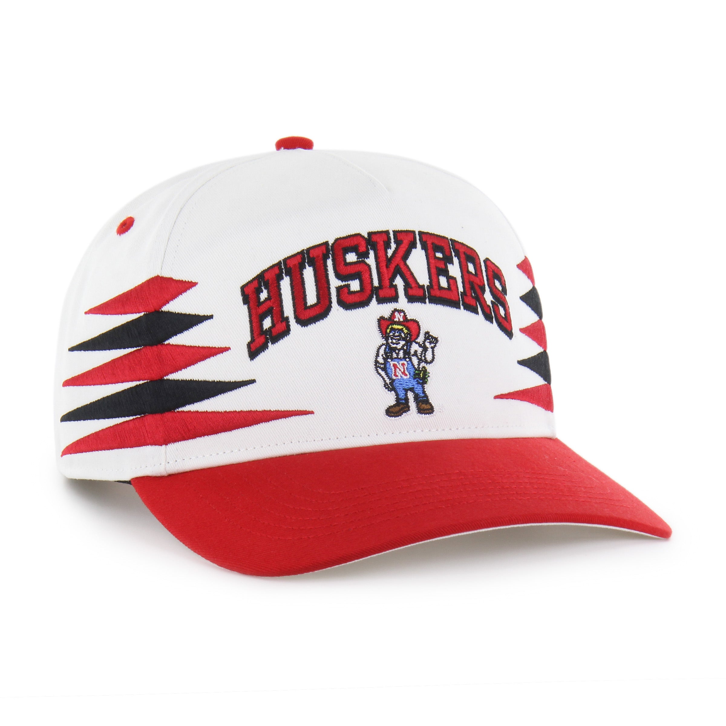 White Diamond Cut Herbie '47 Hitch Hat, Snapback, Curved Bill - Nebraska Cornhuskers