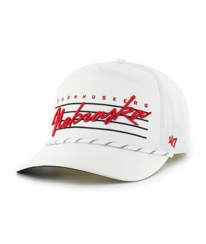 White Downburst '47 Hitch Hat, Curved Bill, Snapback - Nebraska Cornhuskers