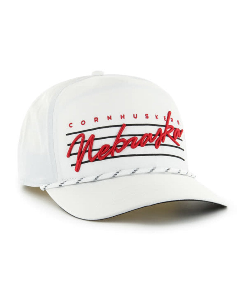 White Downburst '47 Hitch Hat, Curved Bill, Snapback - Nebraska Cornhuskers