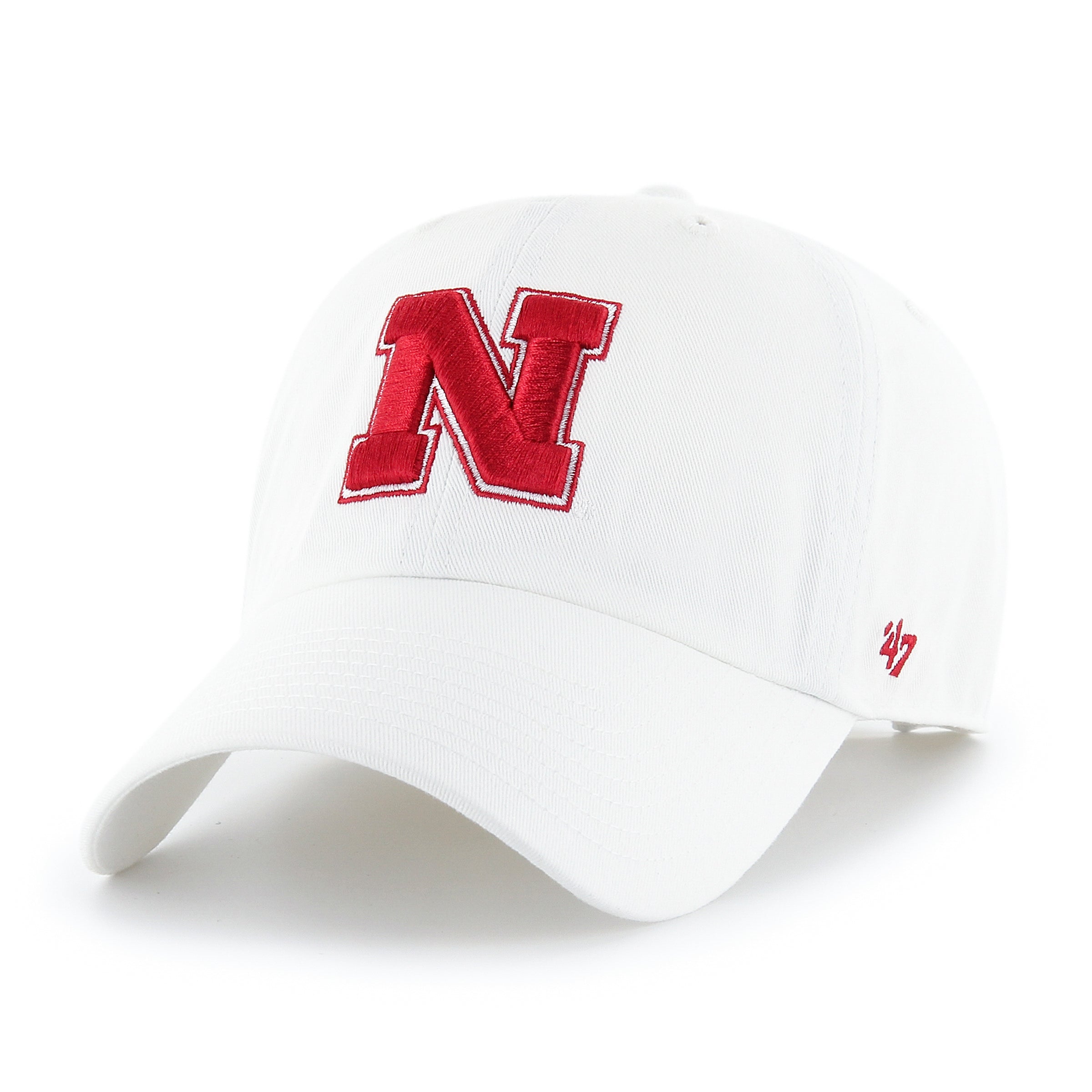 White N '47 Clean Up Hat, Curved Bill, Strapback - Nebraska Cornhuskers