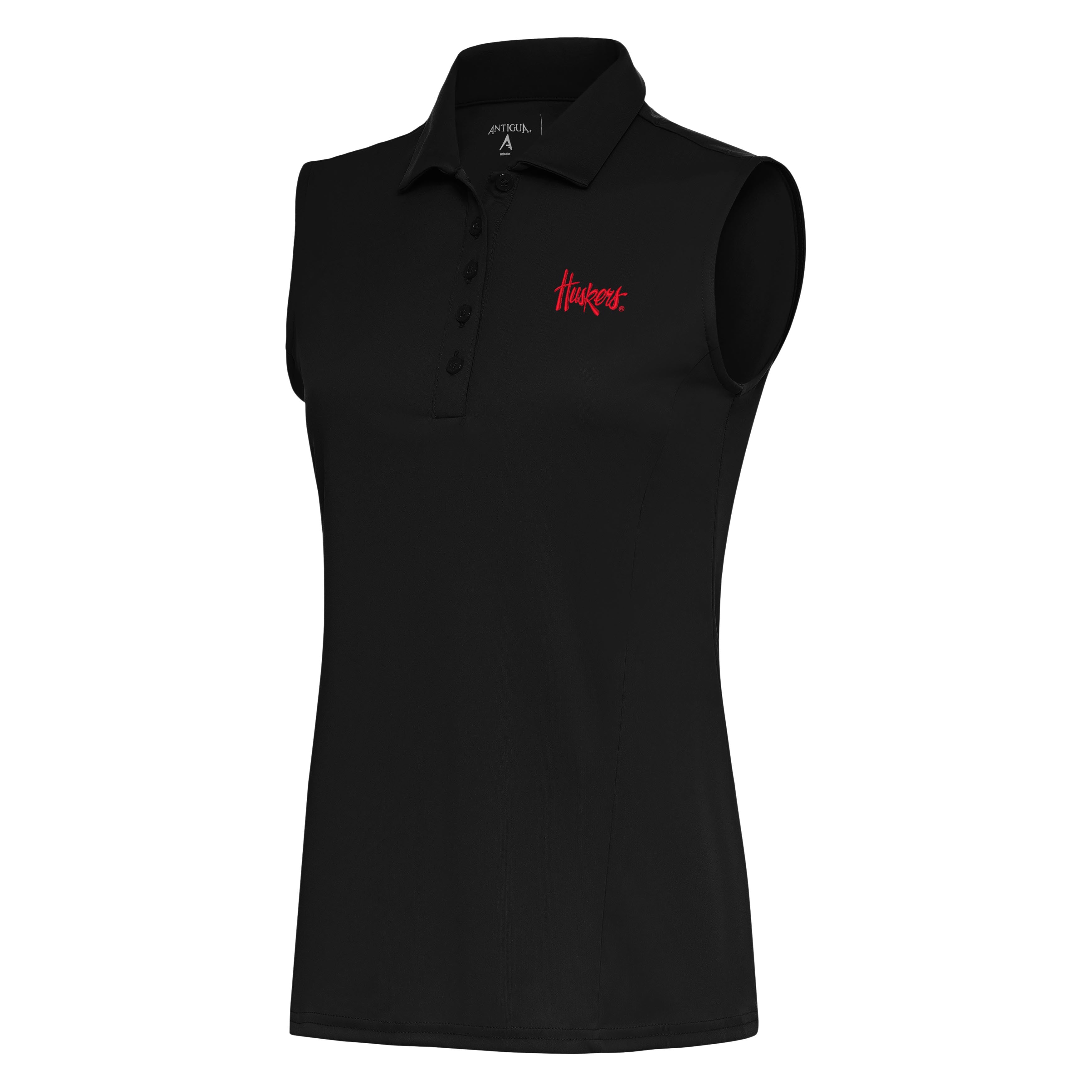 Women's Sleeveless Golf Polo Black Tank - Nebraska Cornhuskers