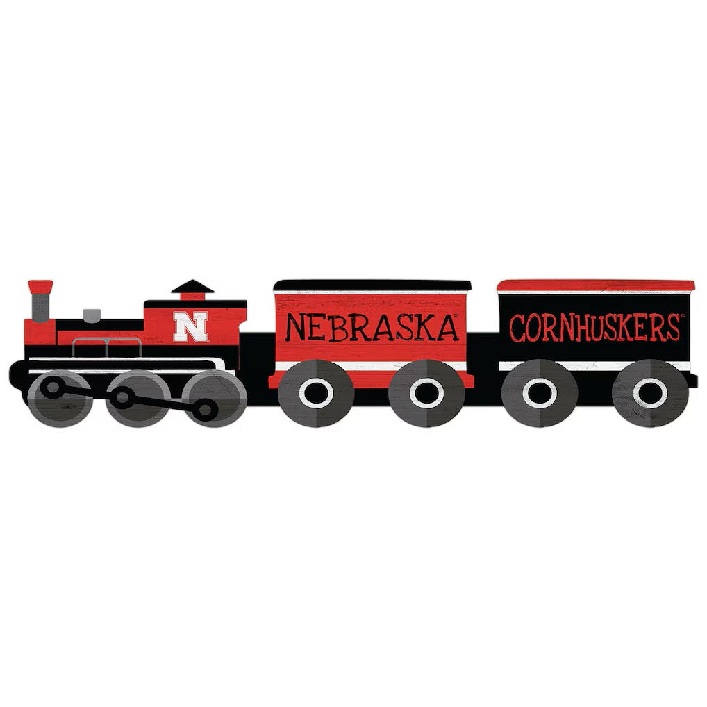 Wooden Train Sign 6in x 24in - Nebraska Cornhuskers