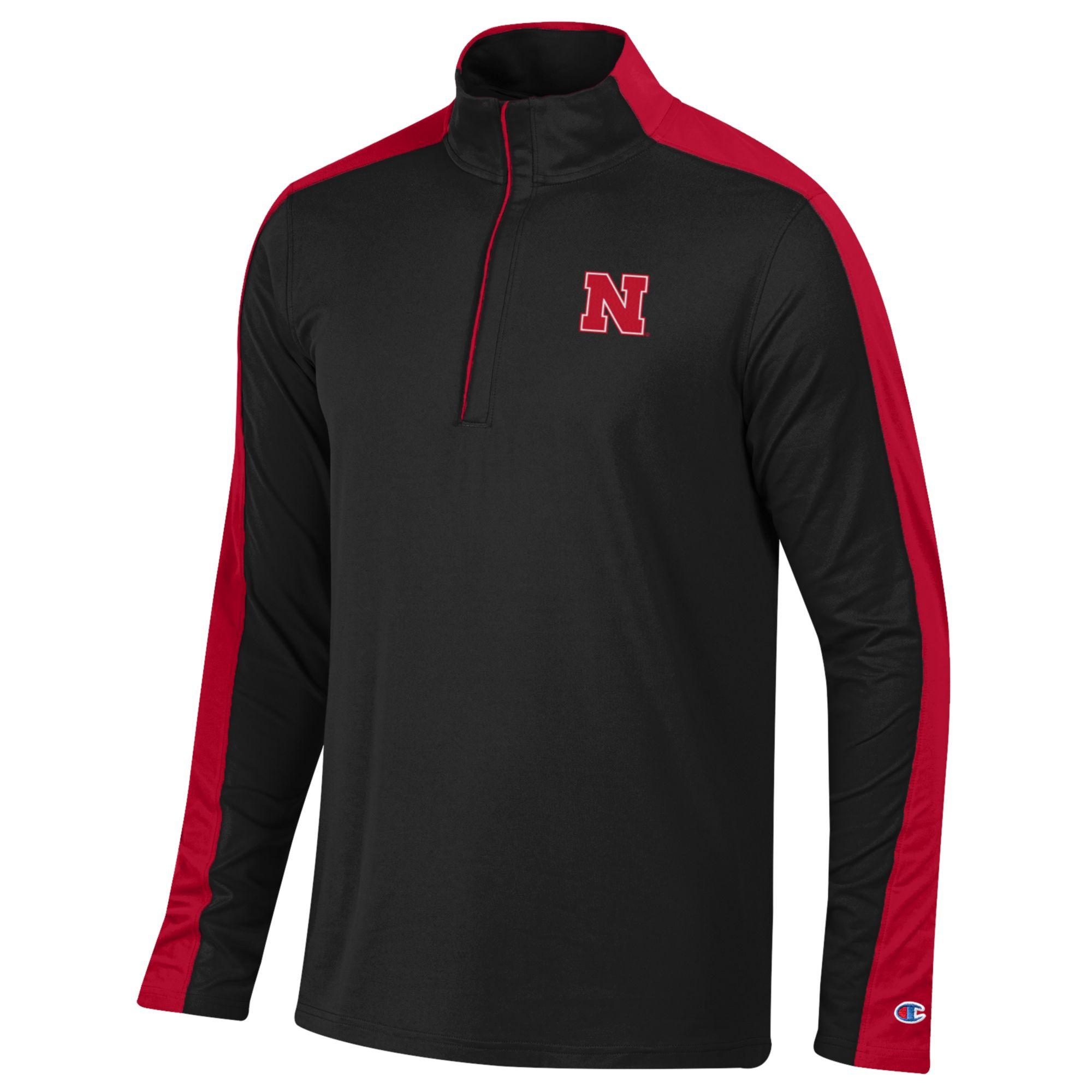 Champion Nebraska Quarter-Zip Pullover with Accent Color -Black