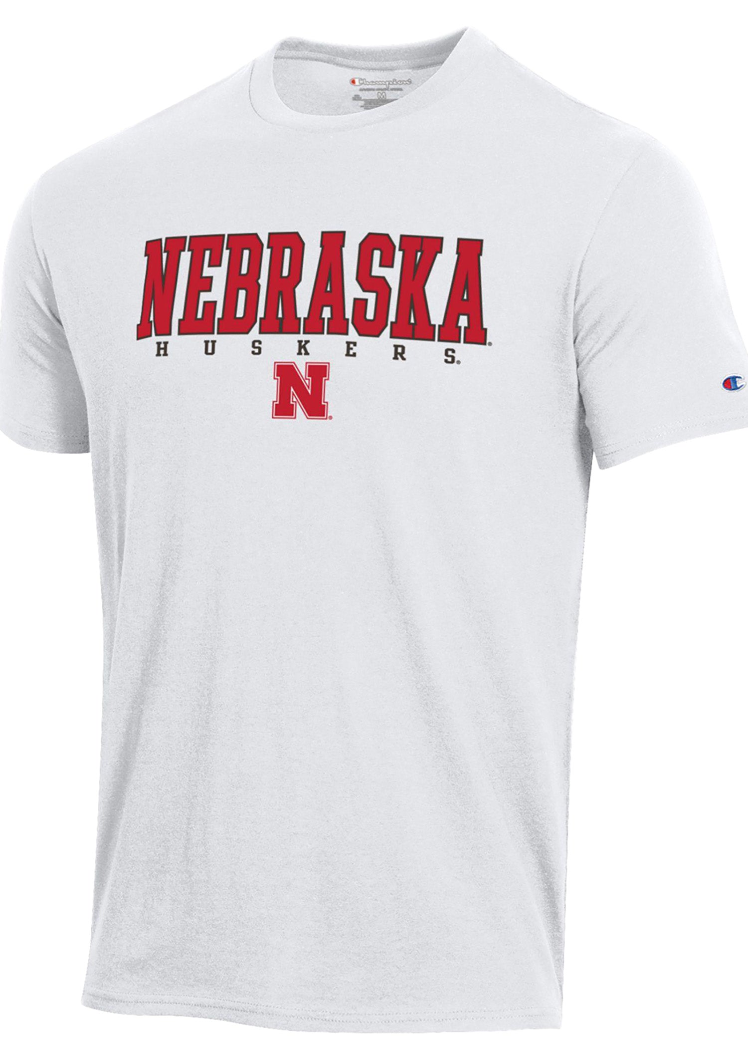 Arched “NEBRASKA” over “HUSKERS” w/ Block N Tee — 2 Colors