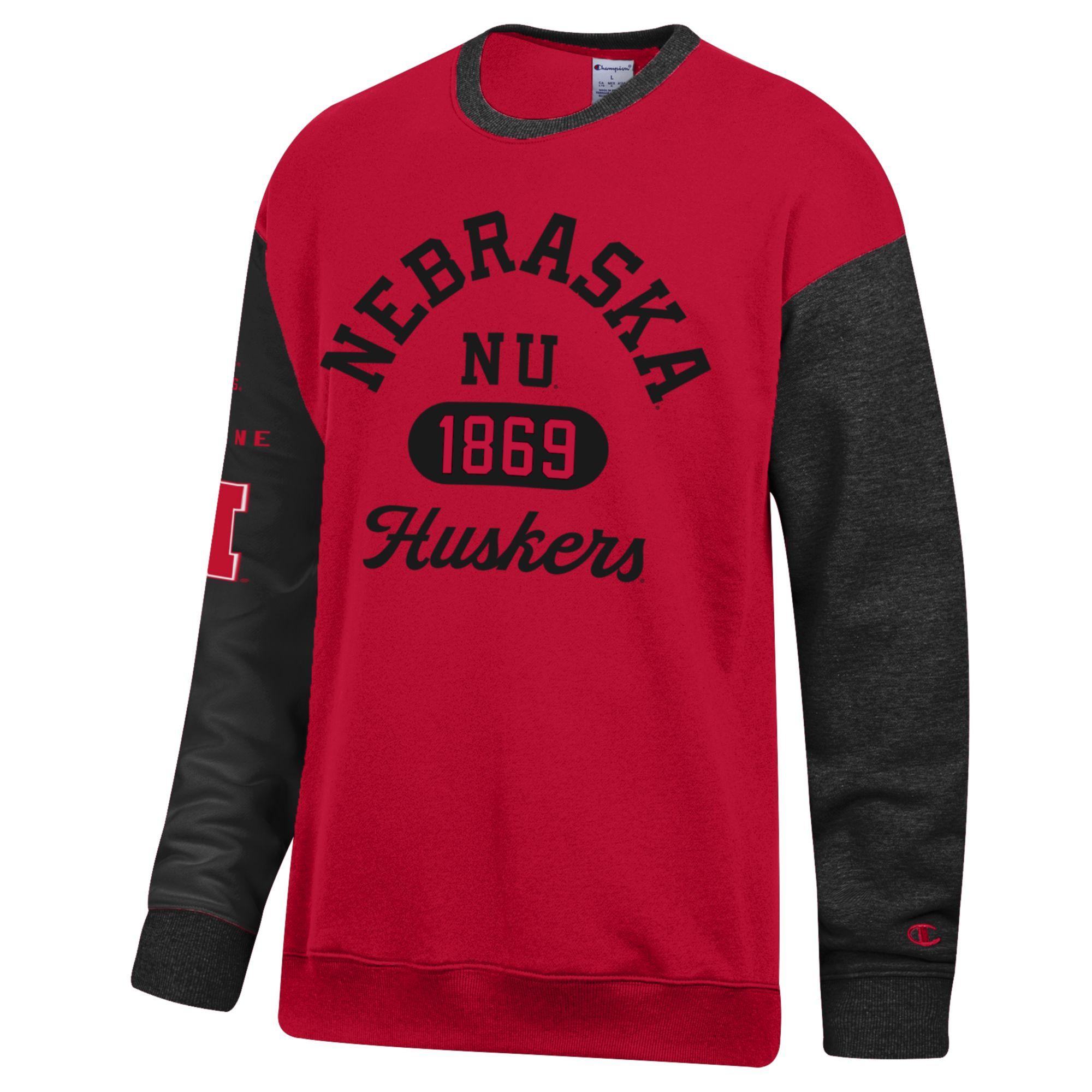 Heritage 1869 Colorblock Crewneck - Red Nebraska Cornhuskers