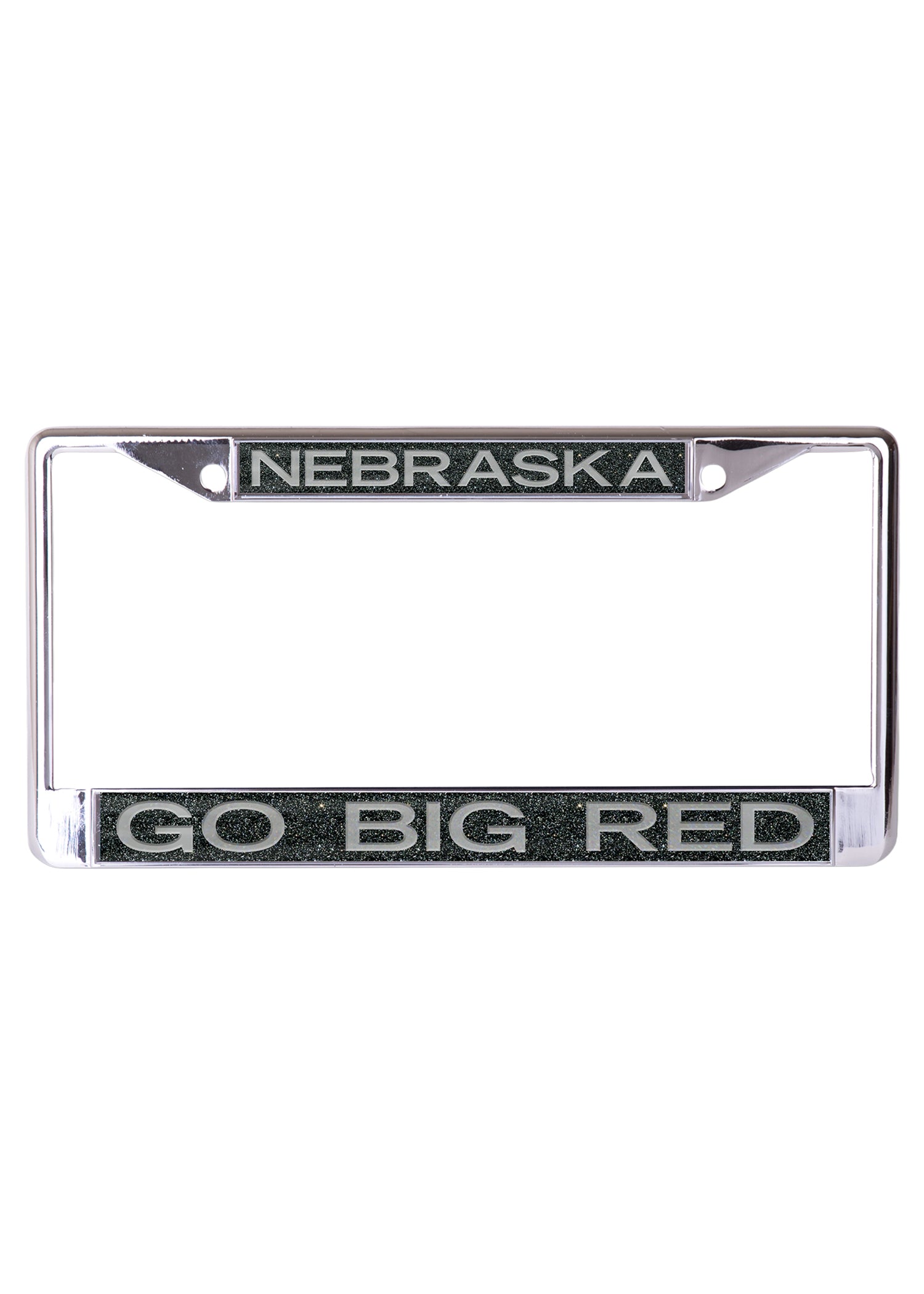Black Glitter Go Big Red Metal License Plate Frame