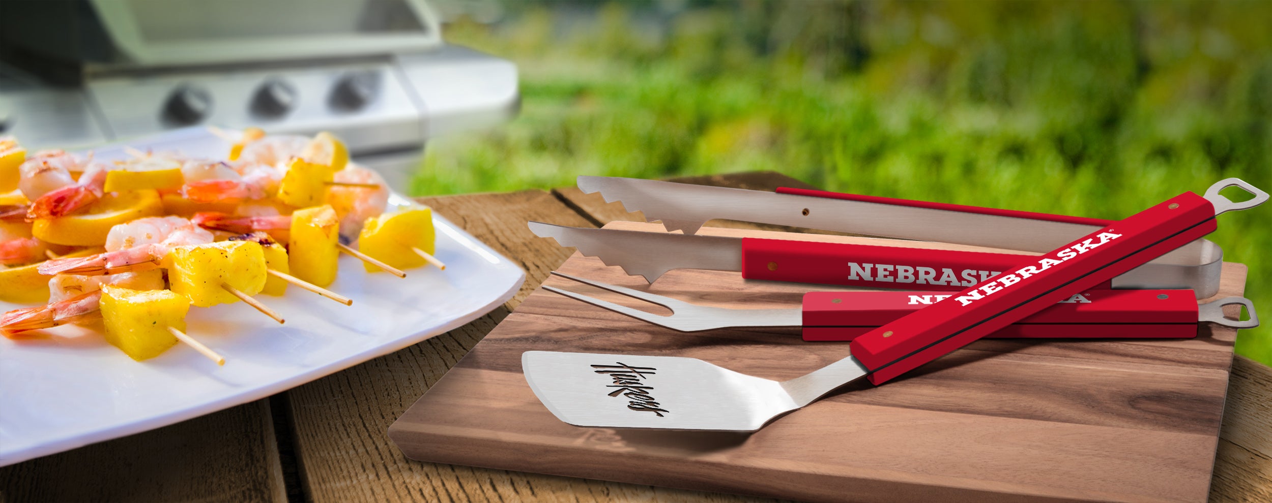 3pc Laser-Etched Grill - Nebraska Cornhuskers