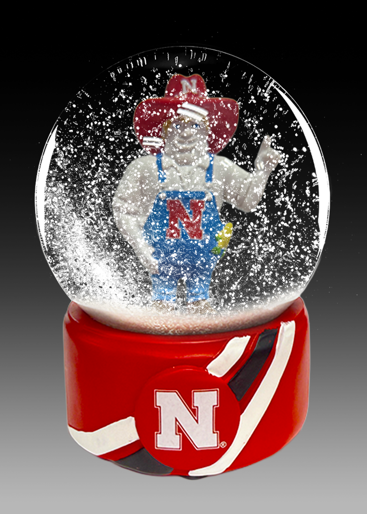 Herbie Nebraska Huskers 100mm Mascot Glass Water Globe 5in