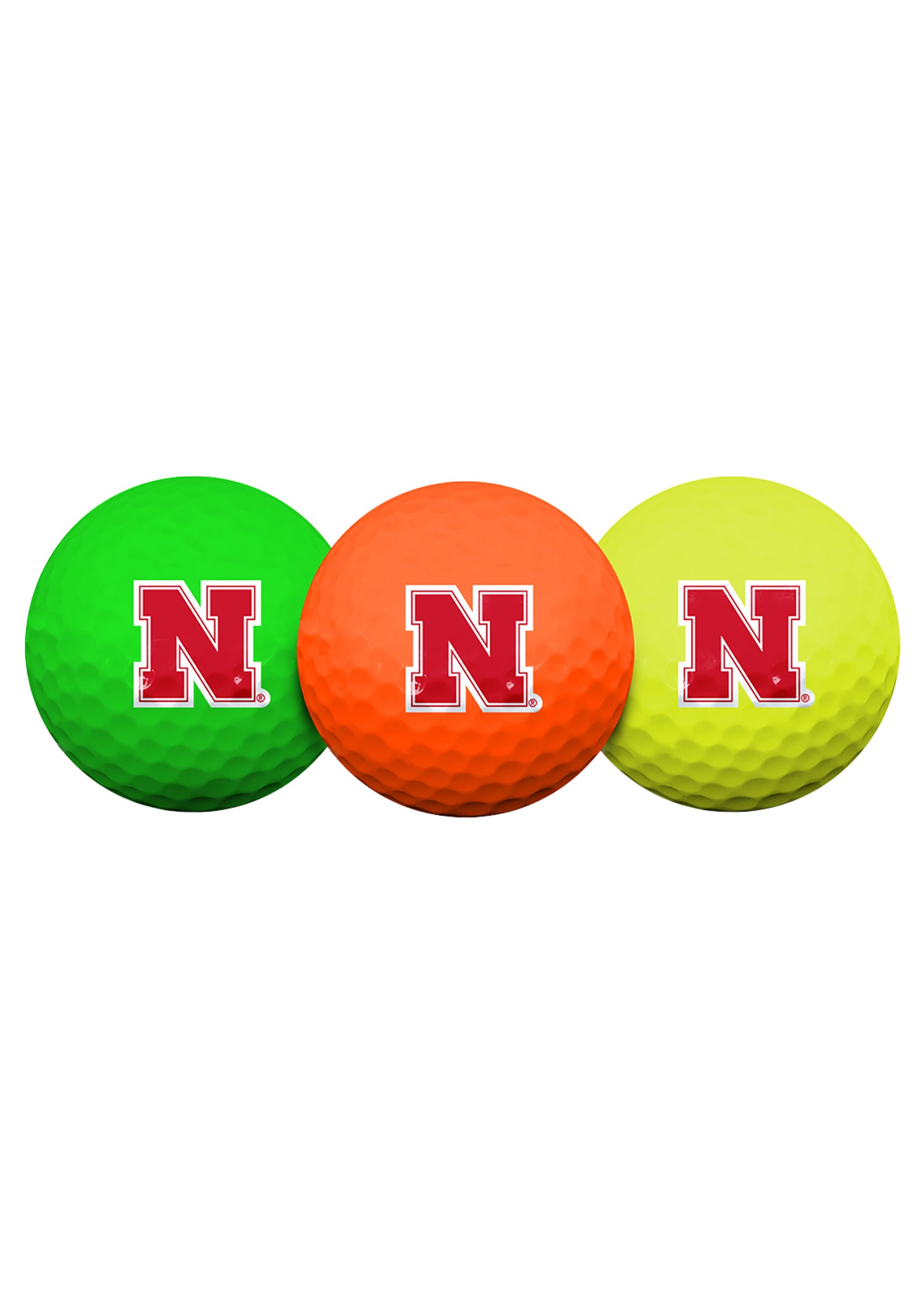 3pk Husker Golf Balls - Yellow, Orange, Green - Block N