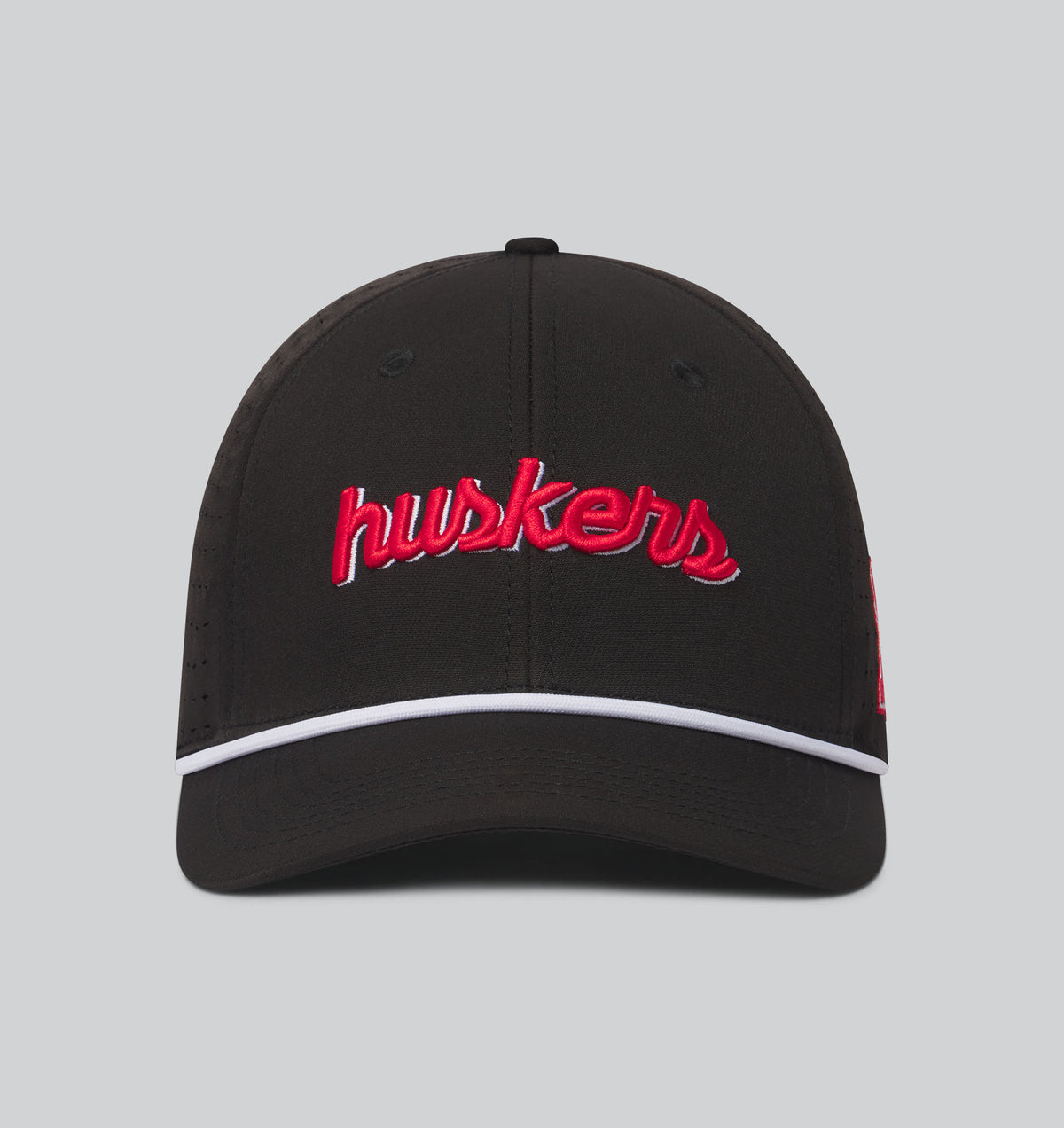 UNRL Mid-Pro Vented Rope Black Hat, Curved Bill, Snapback - Nebraska Cornhuskers