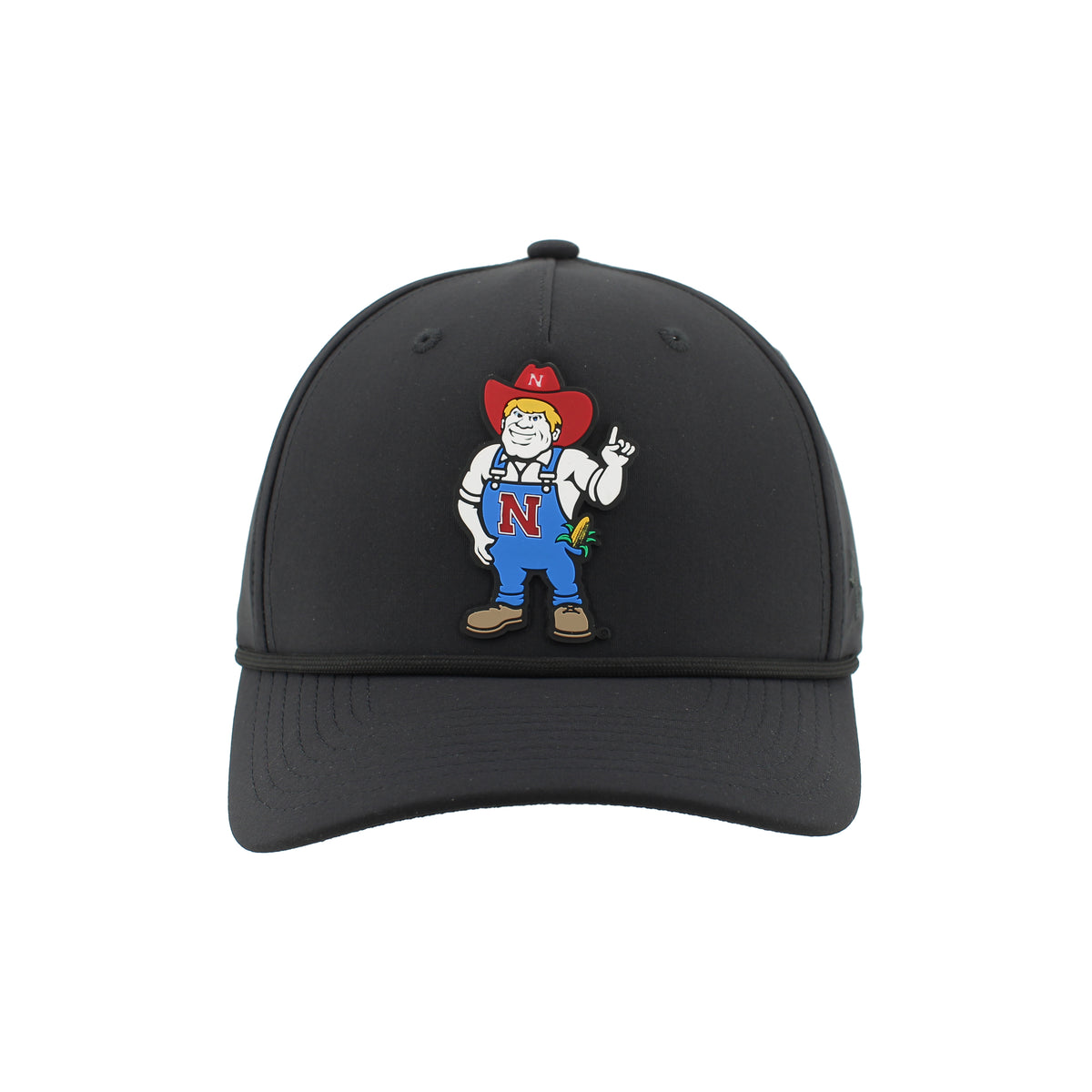 Rubber Full Color Herbie Patch Rope Hat, Pre-Curved Bill, Snapback - Nebraska Cornhuskers