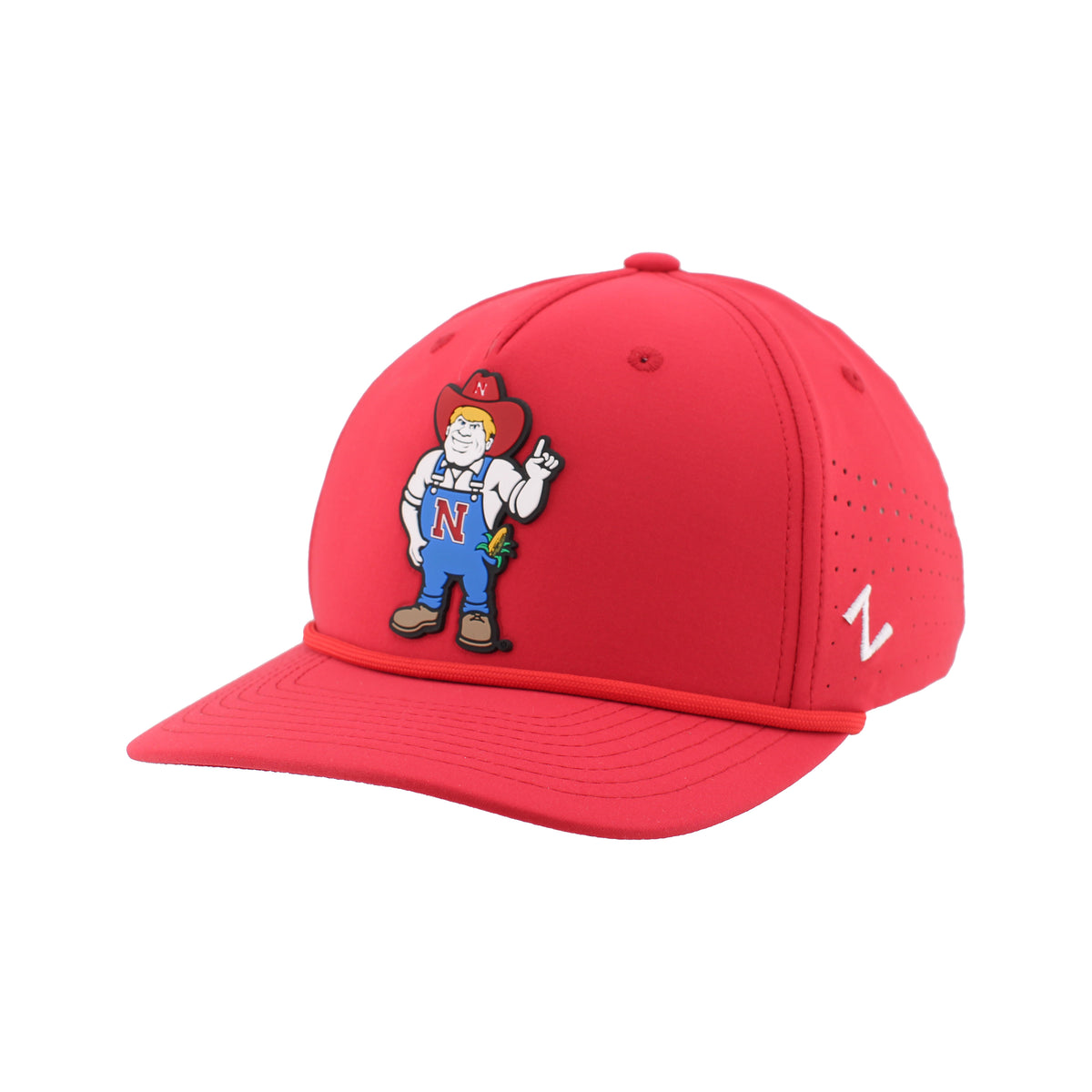 Rubber Red Herbie Patch Rope Hat, Pre-Curved Bill, Snapback - Nebraska Cornhuskers