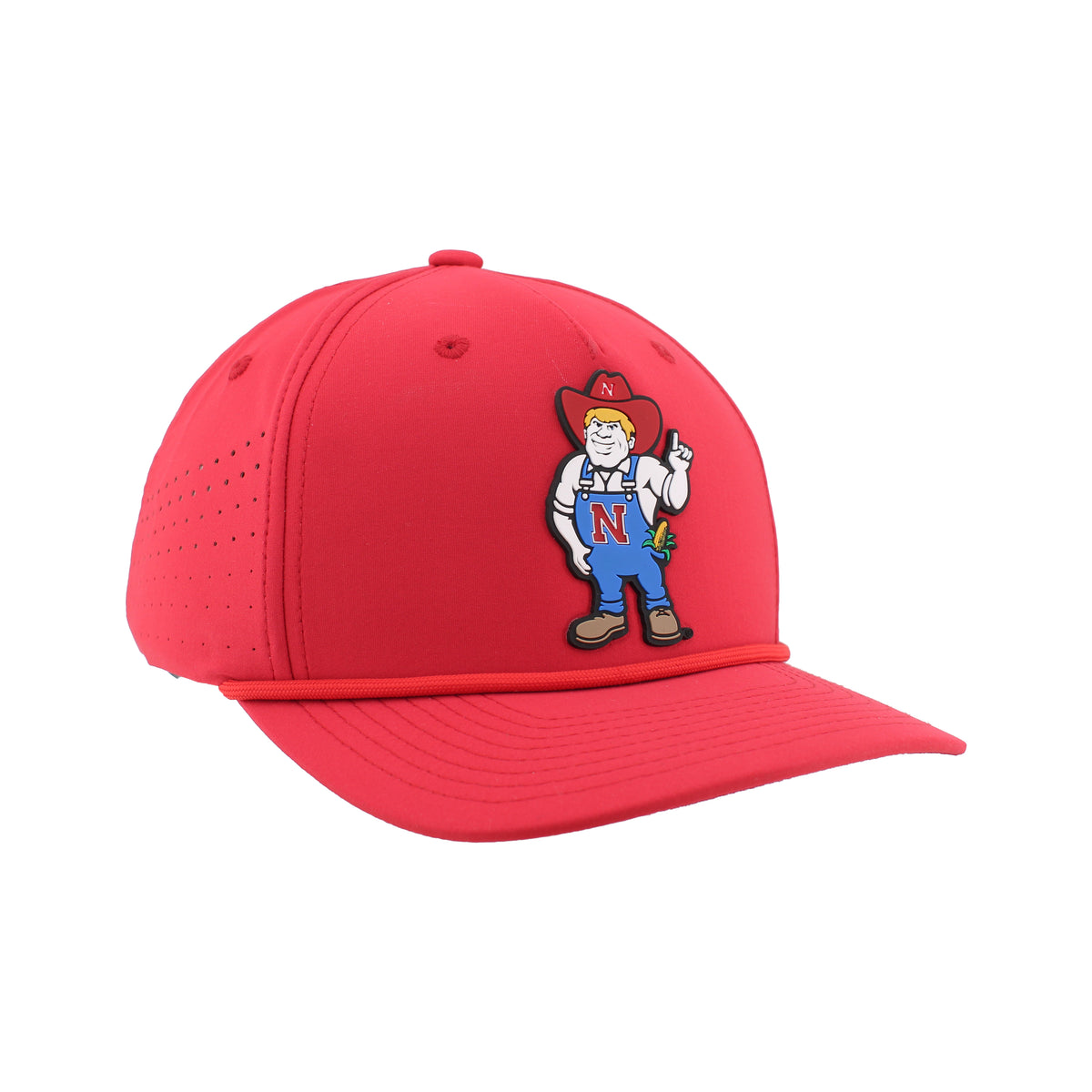 Rubber Red Herbie Patch Rope Hat, Pre-Curved Bill, Snapback - Nebraska Cornhuskers
