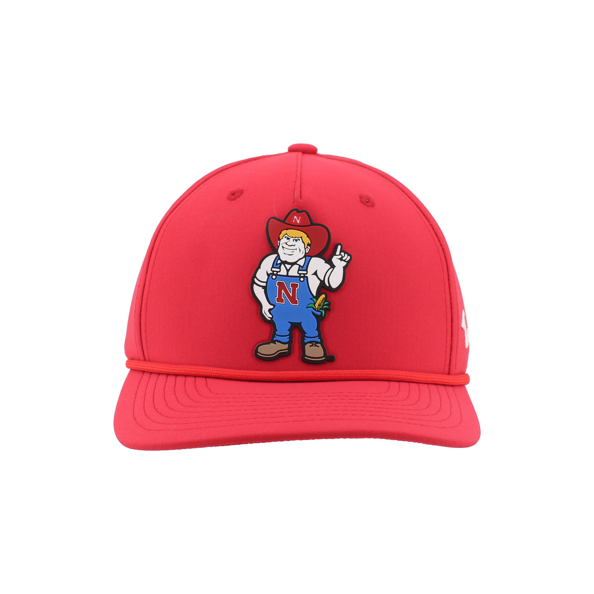 Rubber Red Herbie Patch Rope Hat, Pre-Curved Bill, Snapback - Nebraska Cornhuskers