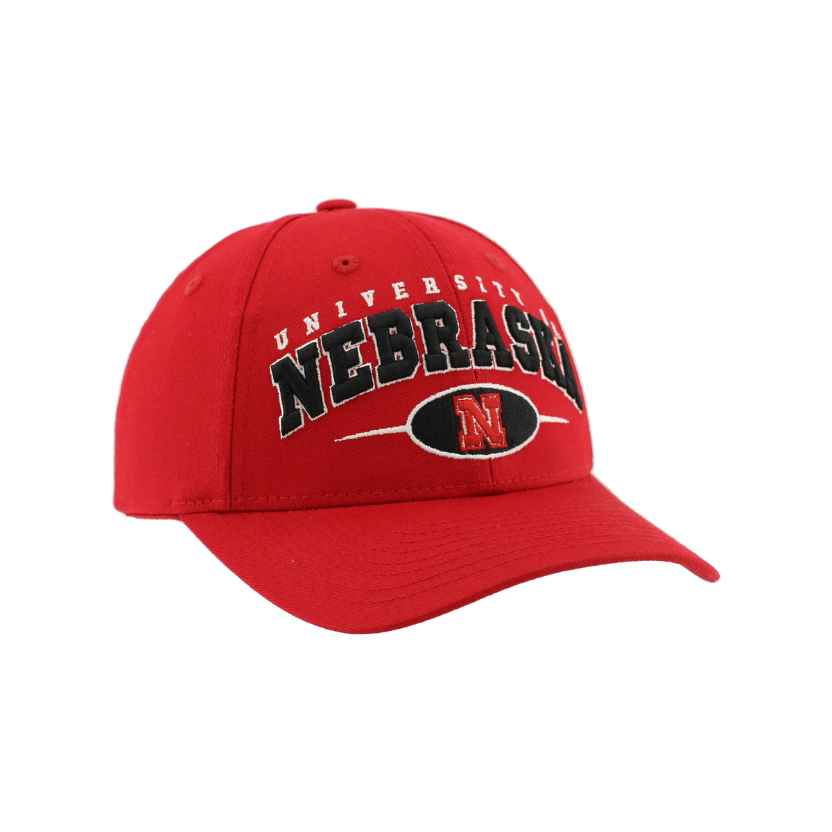 Twill Embroidered University Red Cotton Hat, Pre-Curved Bill, Snapback - Nebraska Cornhuskers