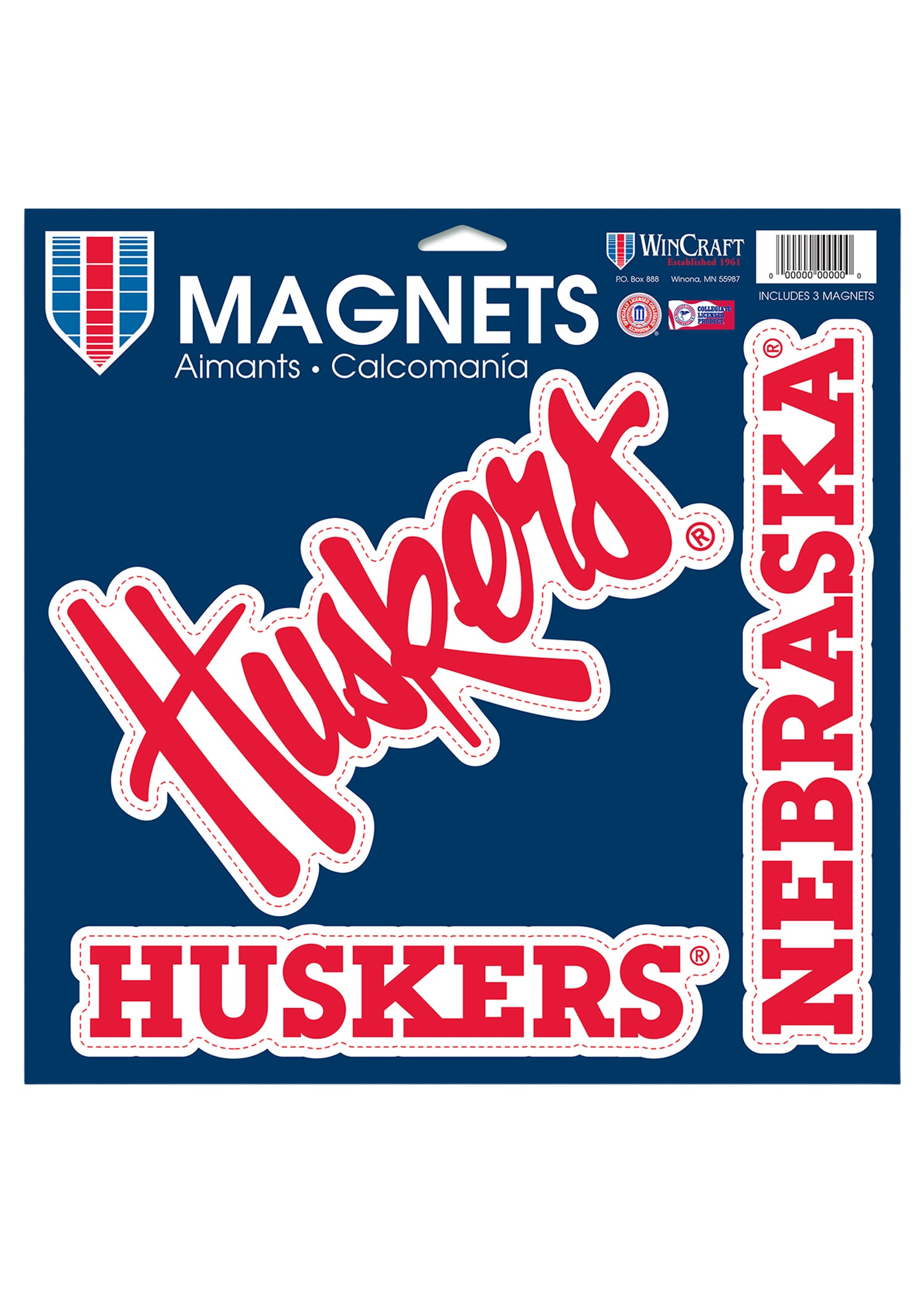 11x11 Vinyl Magnet 3pc Set - Nebraska Cornhuskers
