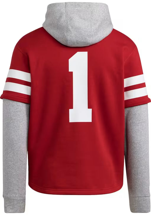 Men's Adidas Red Nebraska Huskers Jersey Pullover Hoodie