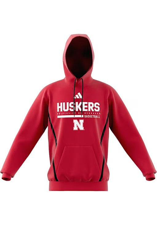 Red Adidas Basketball Locker Room Hoodie - Nebraska Cornhuskers