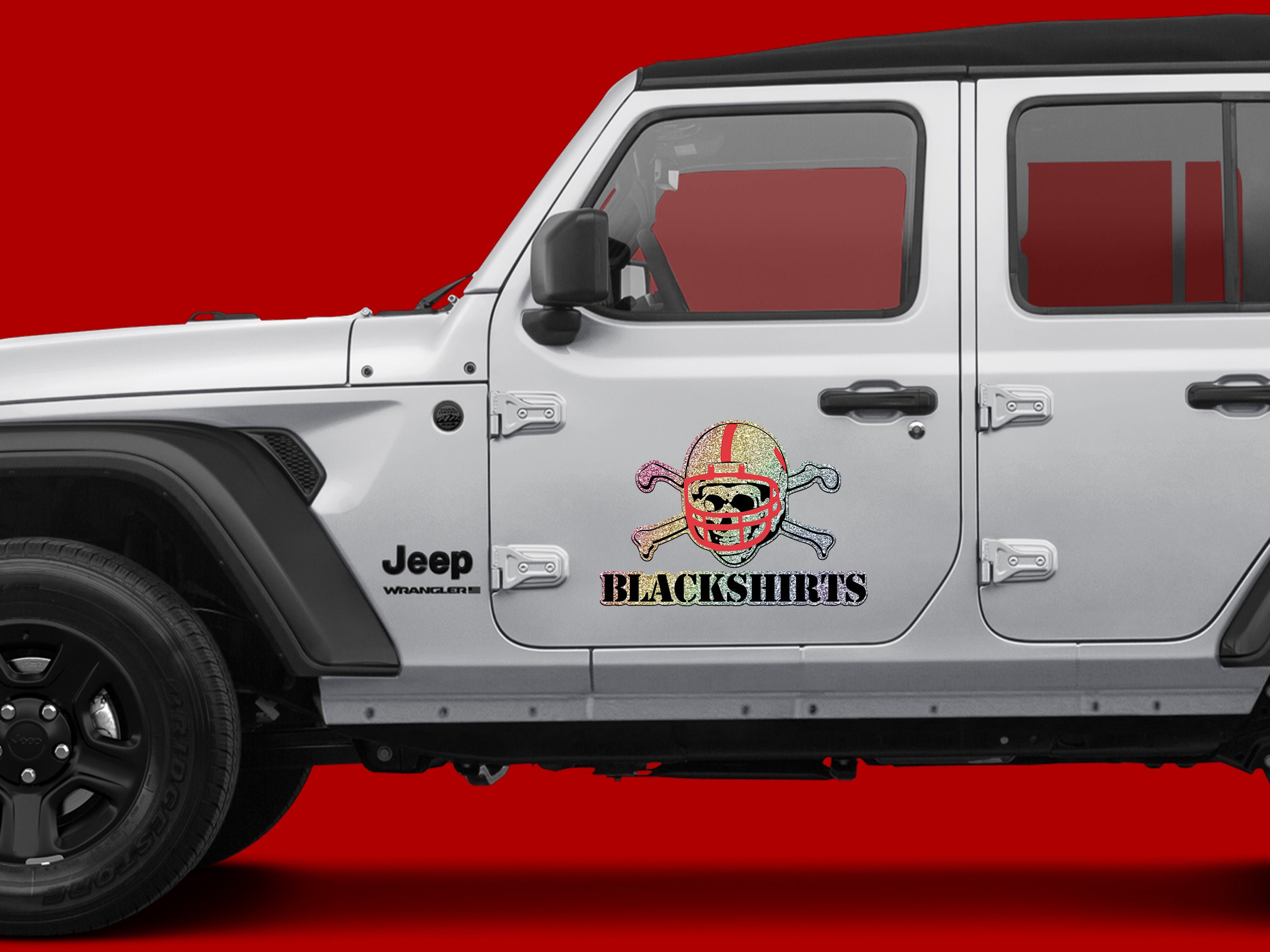 14" x 9.5" Chrome Sequins Auto Decal - Blackshirts