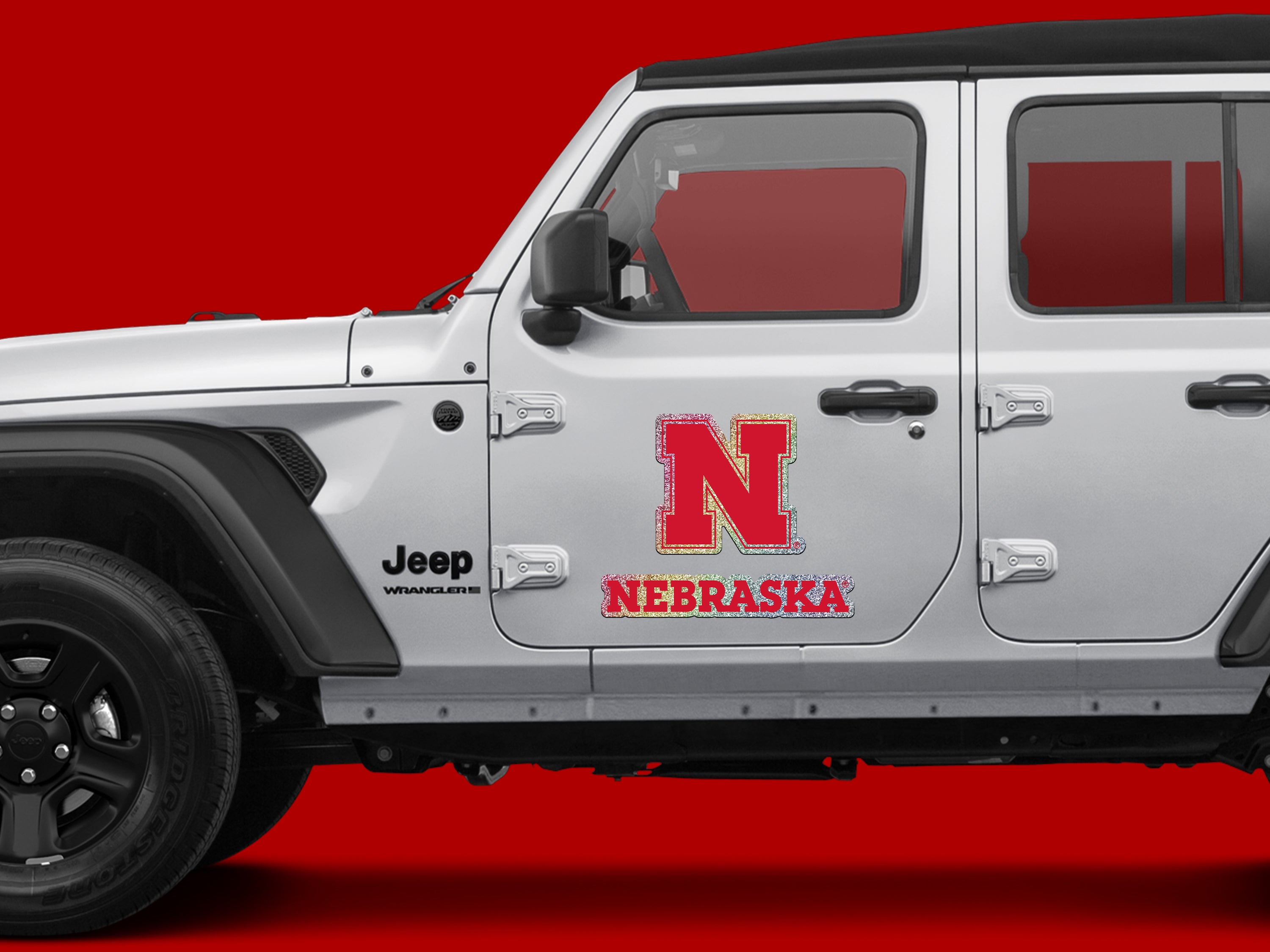 14" x 9.5" Chrome Sequins Auto Decal - N Nebraska