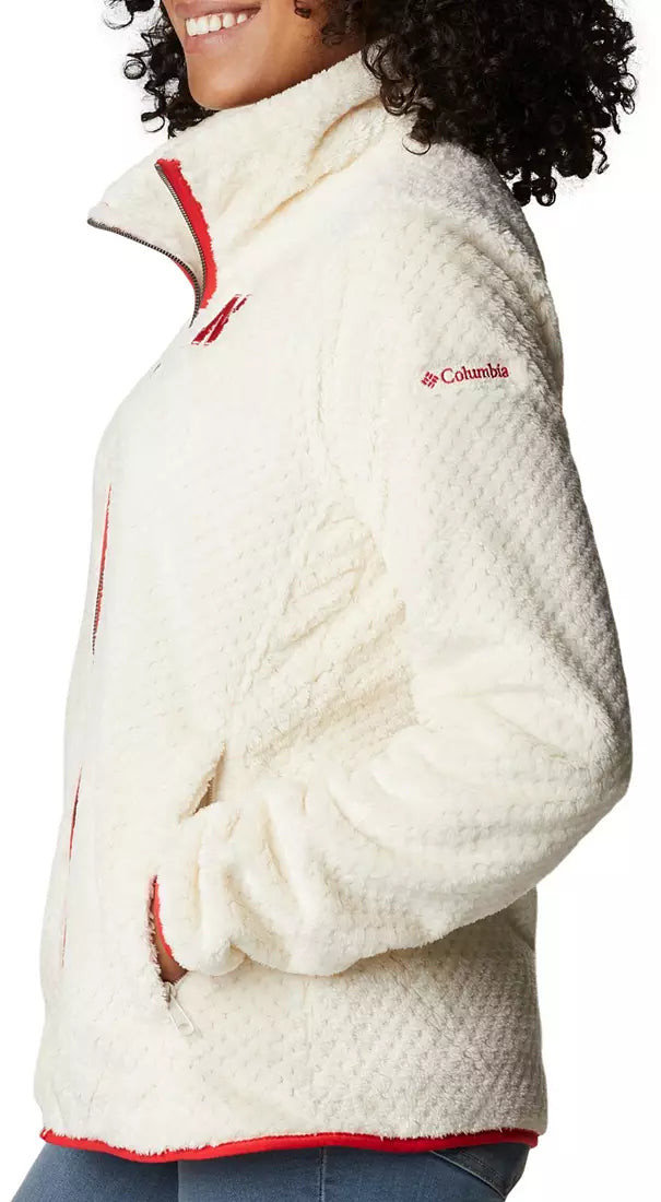 Columbia Women's Nebraska Cornhuskers Chalk Fireside Sherpa Full-Zip Jacket