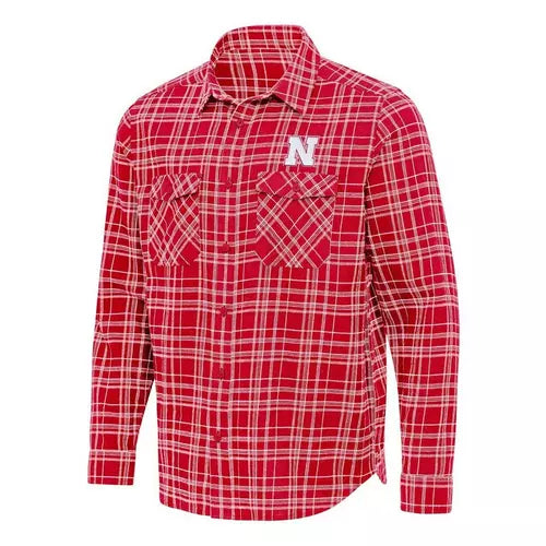 Antigua Nebraska Cornhuskers Private Long Sleeve Flannel Red