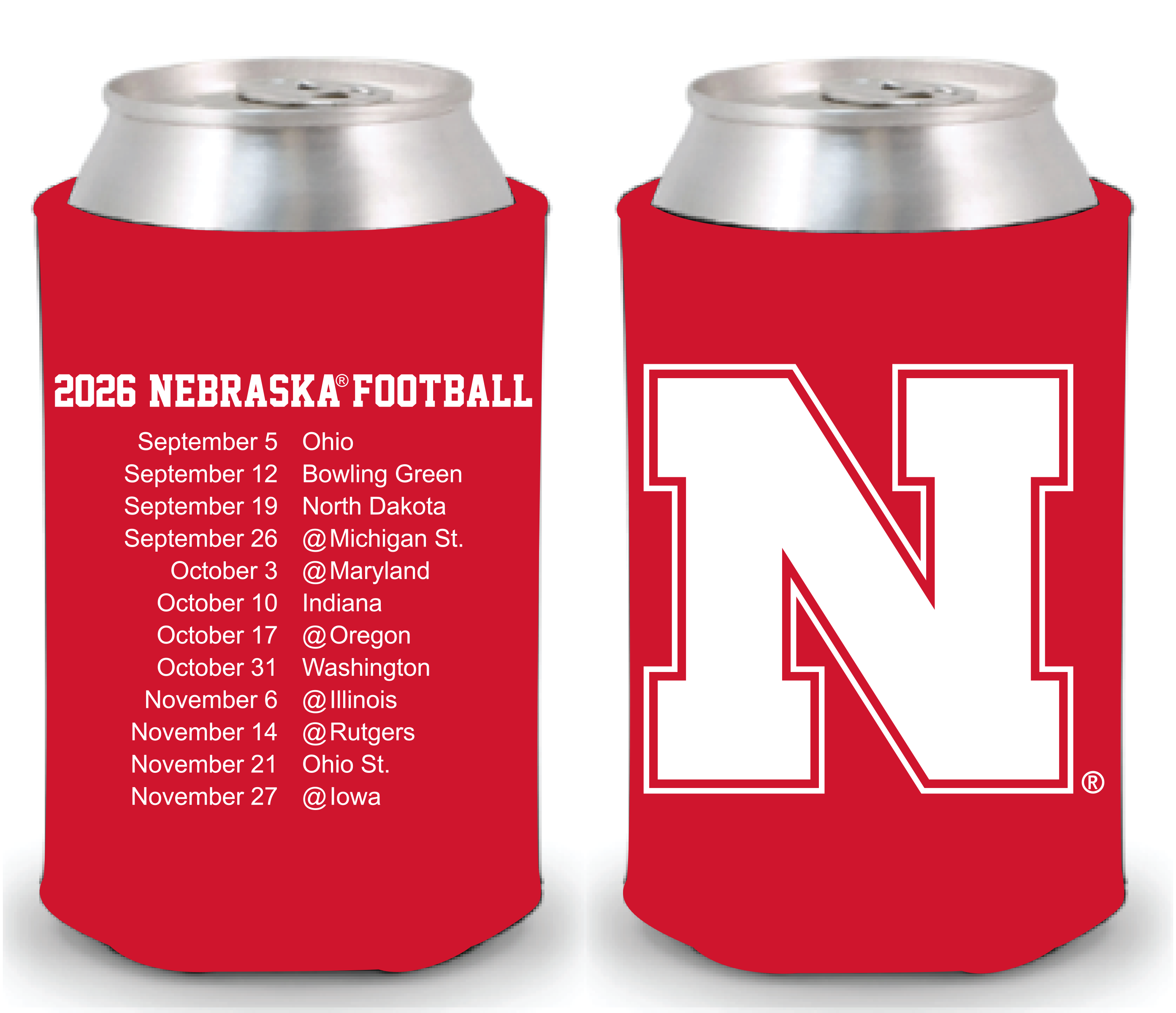 2026 Nebraska Football Schedule Koozie - Nebraska Cornhuskers