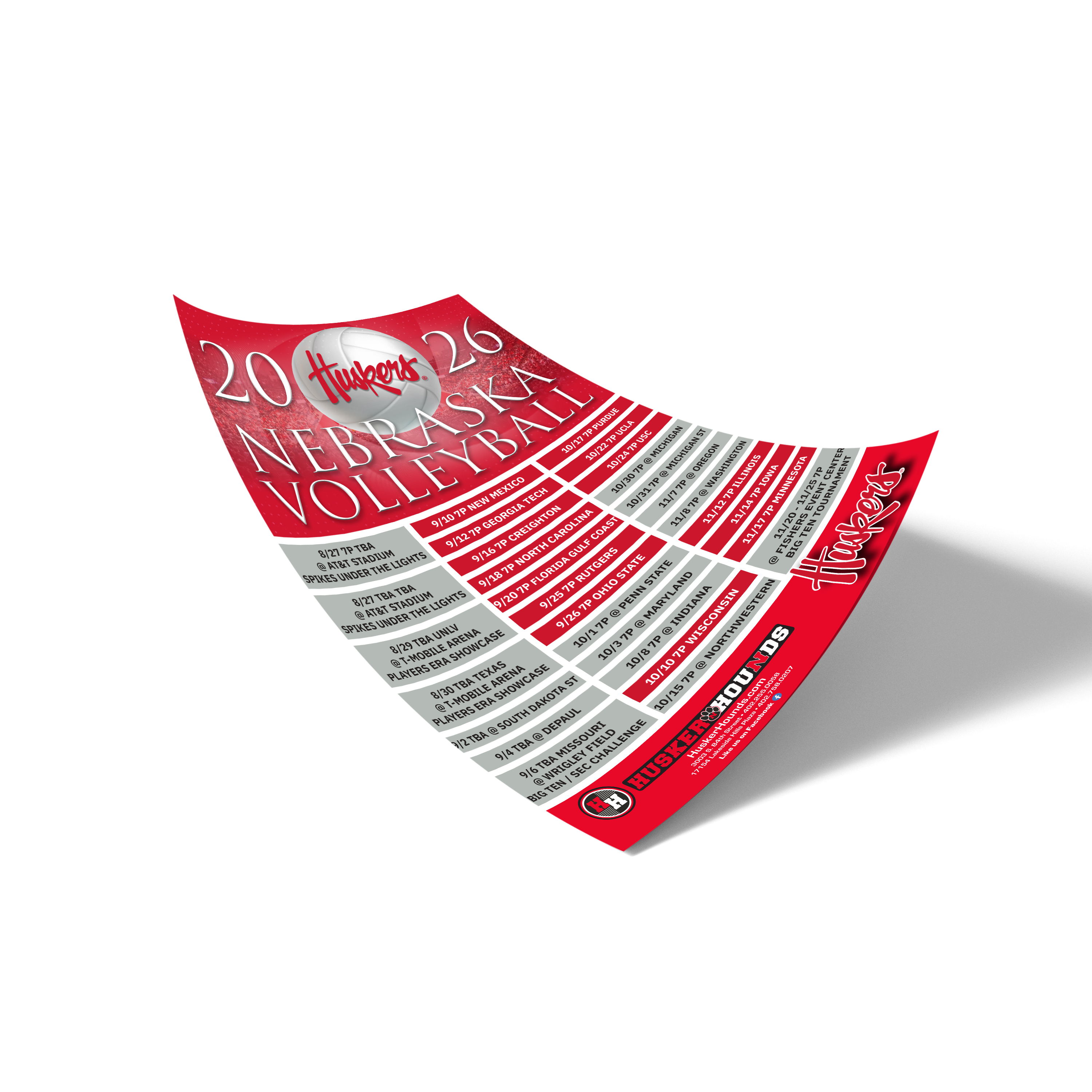 2026 Volleyball Poster Schedule - Husker Hounds Exclusive - Nebraska Cornhuskers