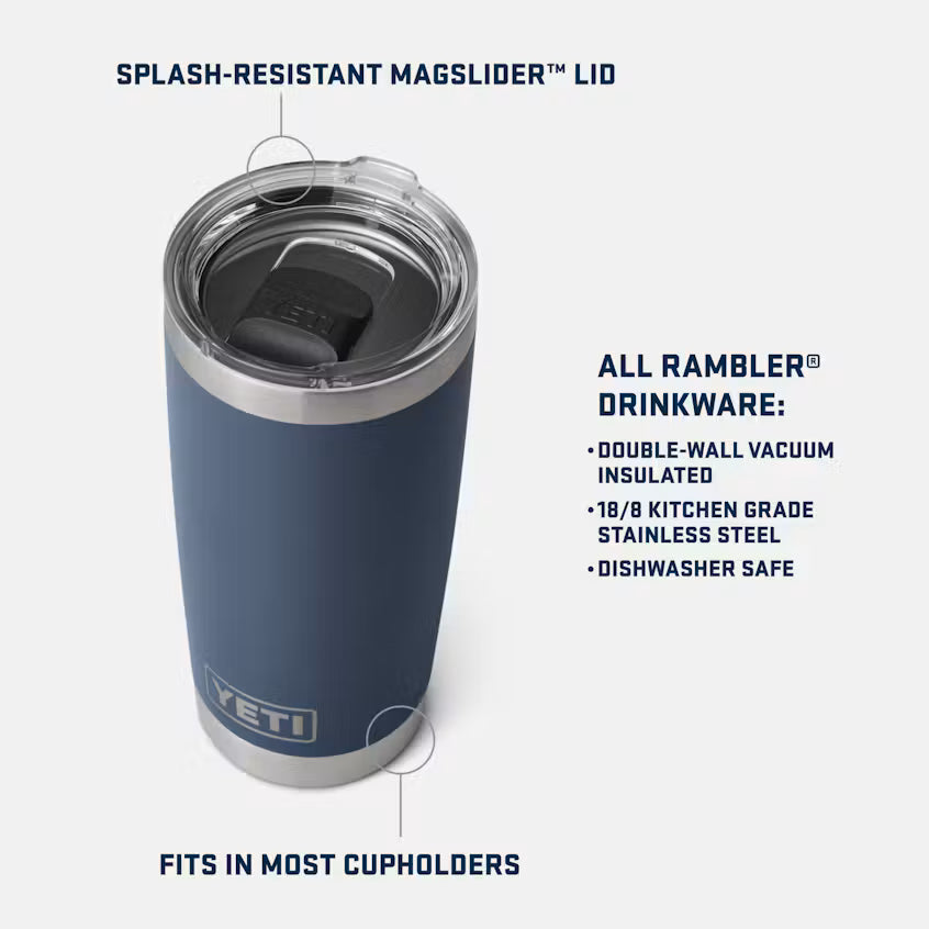 YETI Rambler 20oz Tumbler with Magslider Lid in Black Nebraska Cornhuskers