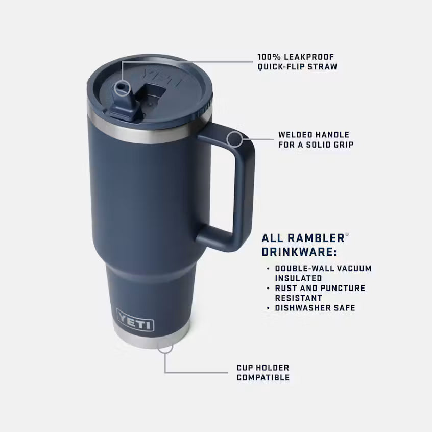 YETI Rambler 40oz Mug With Collapsible Straw in Black Nebraska Cornhuskers