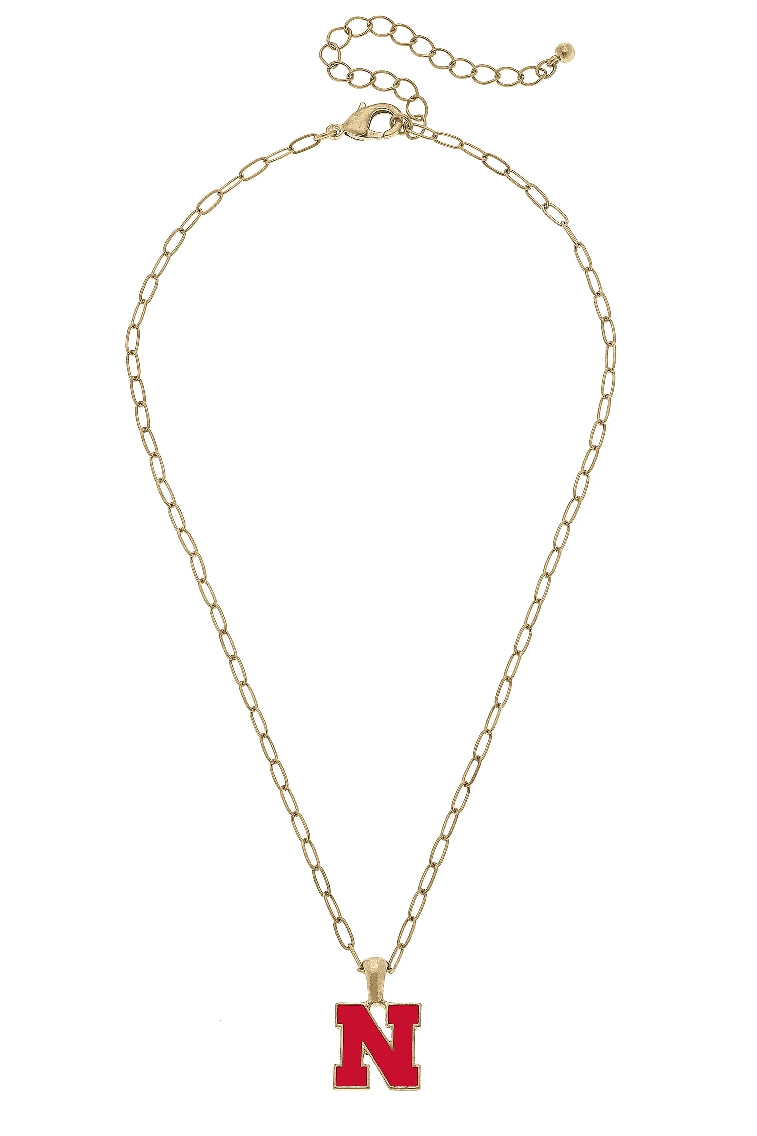 Nebraska Huskers Enamel Pendant Necklace in Shiny Gold