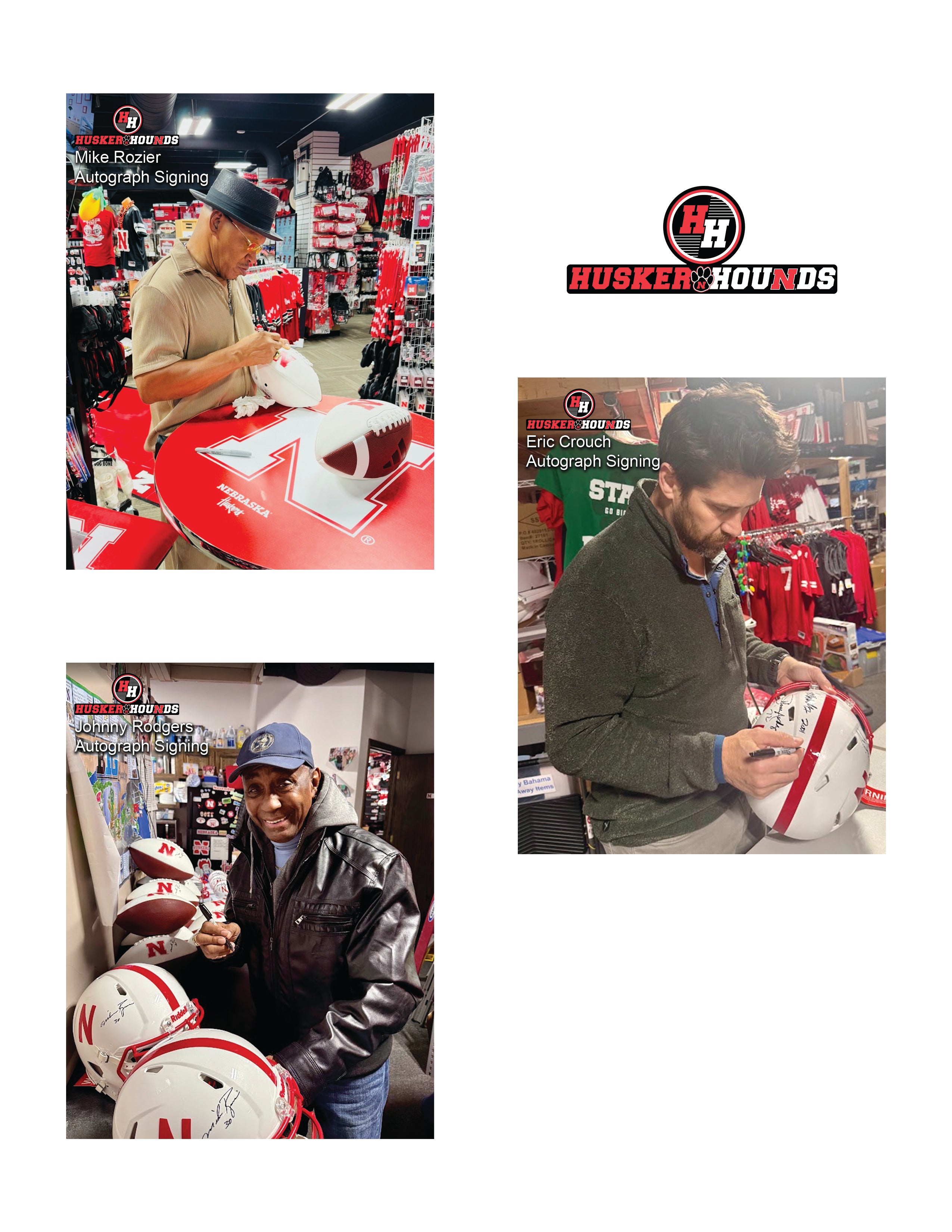 Eric Crouch, Mike Rozier, Johnny Rodgers Signed Autographed Football - Nebraska Cornhuskers