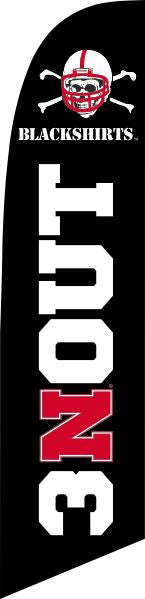 3 N Out Feather - 9ft Feather Flag Single Sided Silk Screened Nebraska Cornhuskers