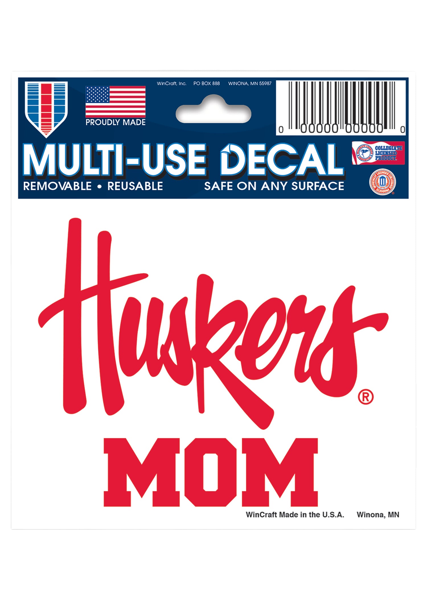 3x4 Multi-Use Decal Huskers Mom Nebraska Cornhuskers