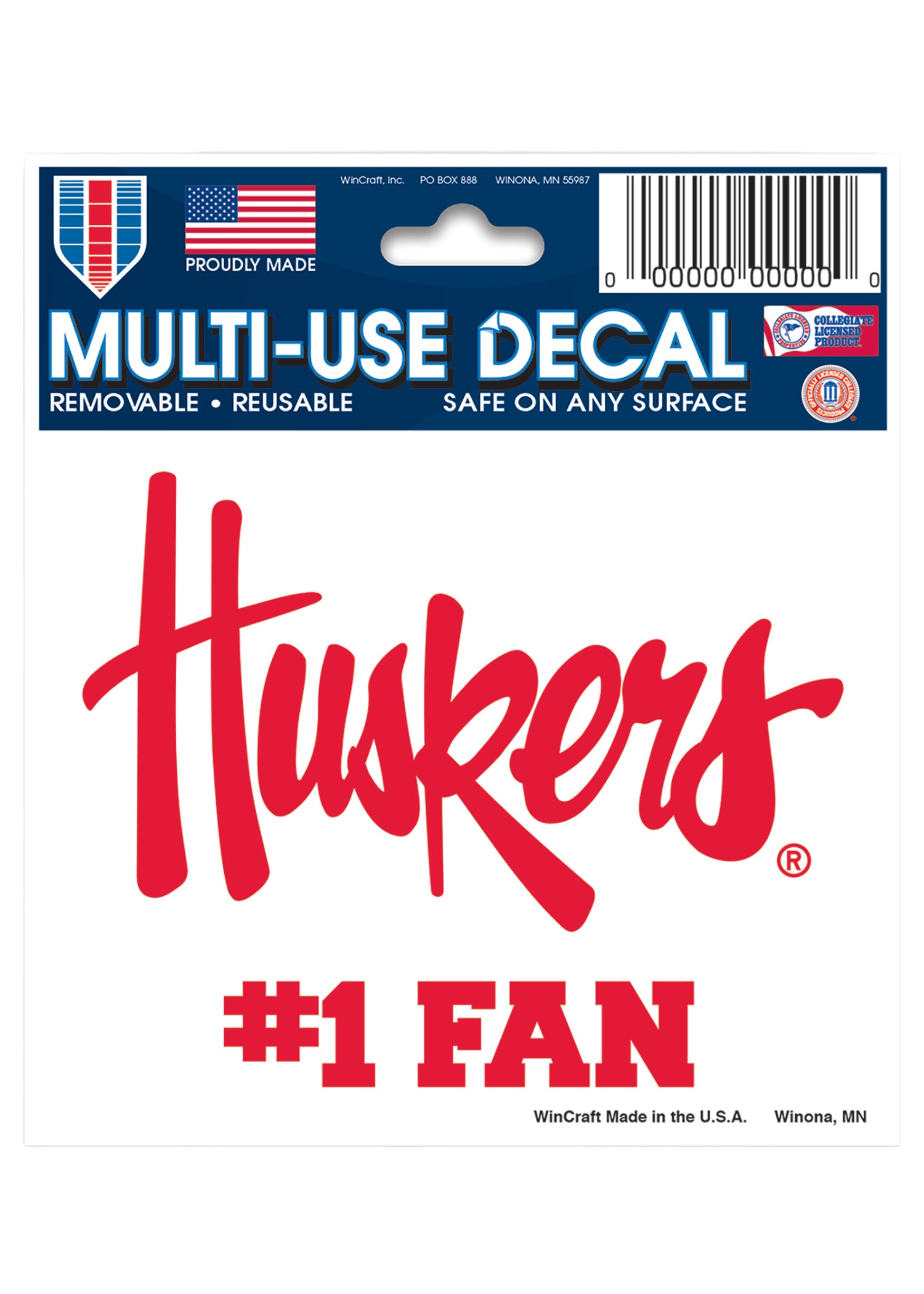 3x4 Multi-Use Decal Huskers #1 Fan Nebraska Cornhuskers
