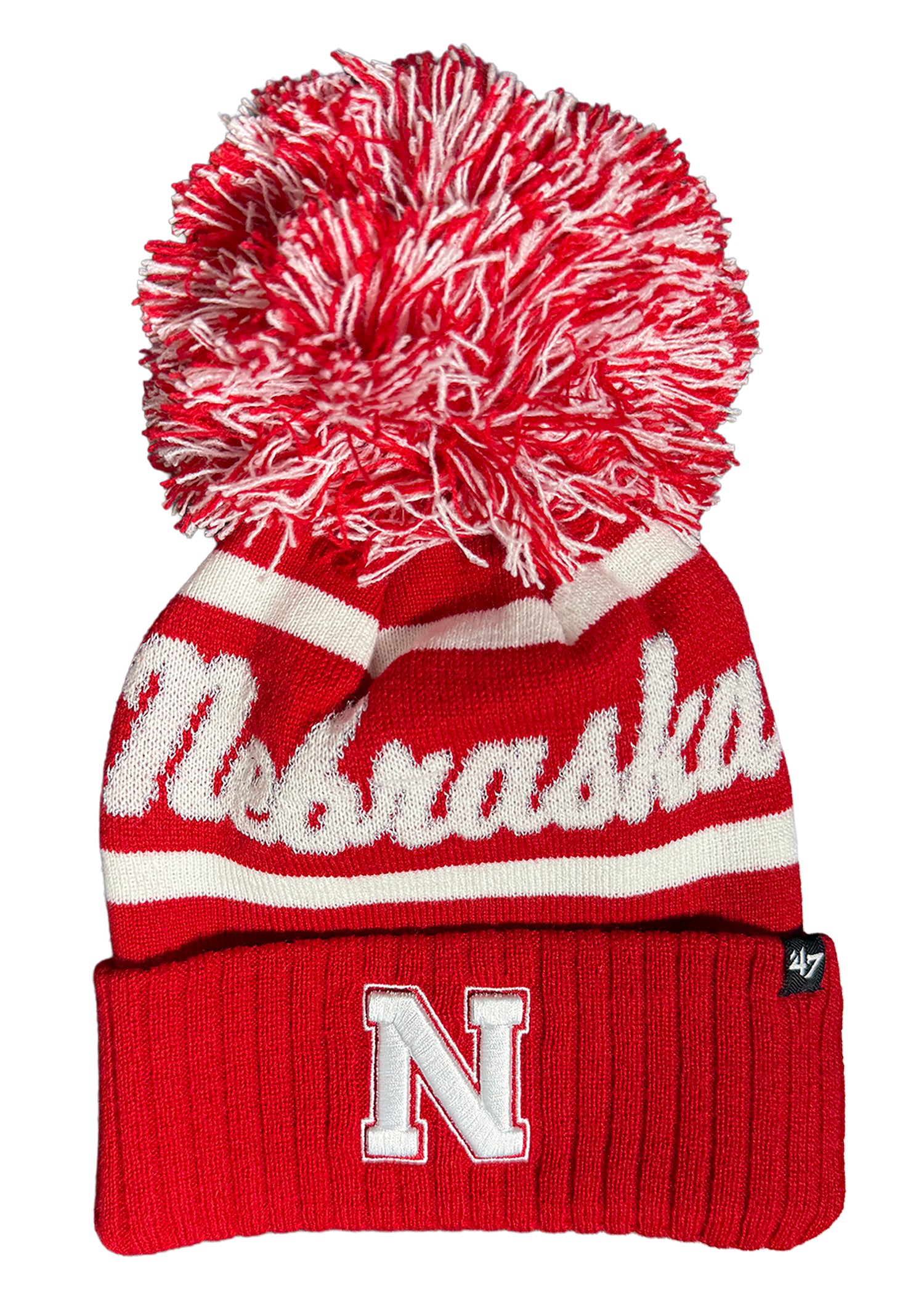 Women's Nebraska Script Sparkle Pom Beanie – Cuffed Knit