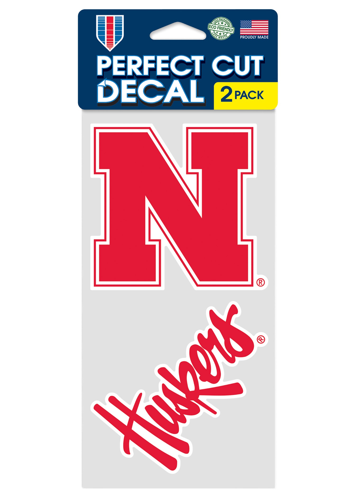 4x4 Perfect Cut Decal 2-Pack - Block N - Script Huskers - Nebraska Cornhuskers